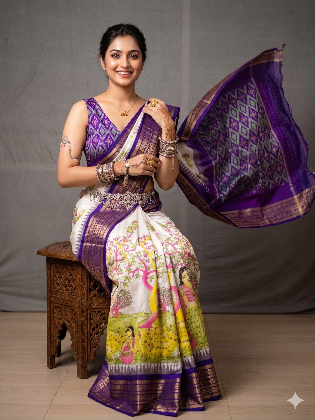 Ikat Print Saree - PANHG02-IPRSIZSDC-32