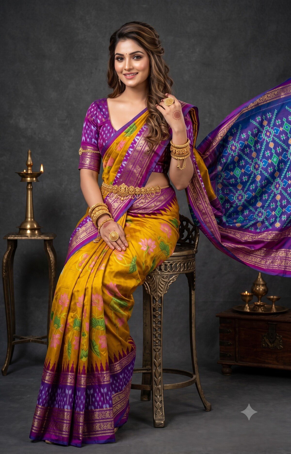 Ikat Print Saree - PANHG03-IPRSIZSDC-10