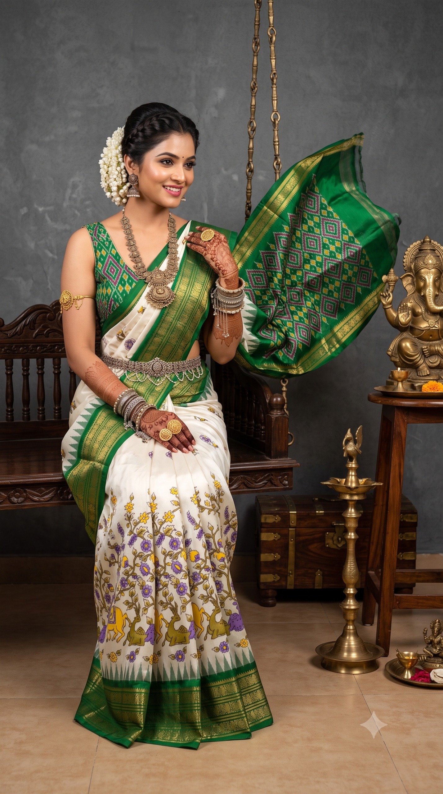 Ikat Print Saree - PANHG07-IPRSIZSDD-01