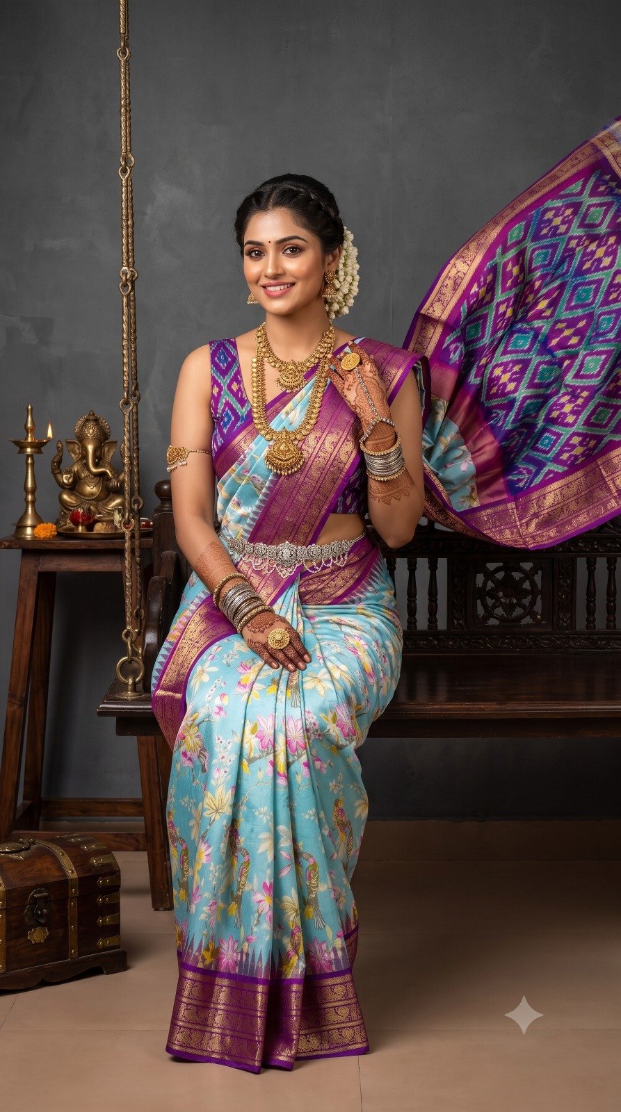 Ikat Print Saree - PANHG07-IPRSIZSDD-07