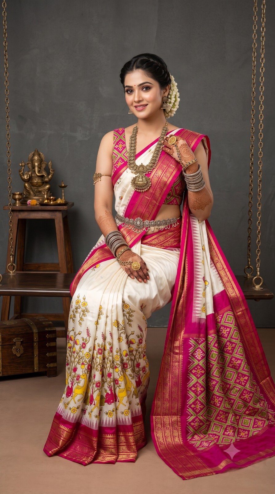 Ikat Print Saree - PANHG07-IPRSIZSDD-08