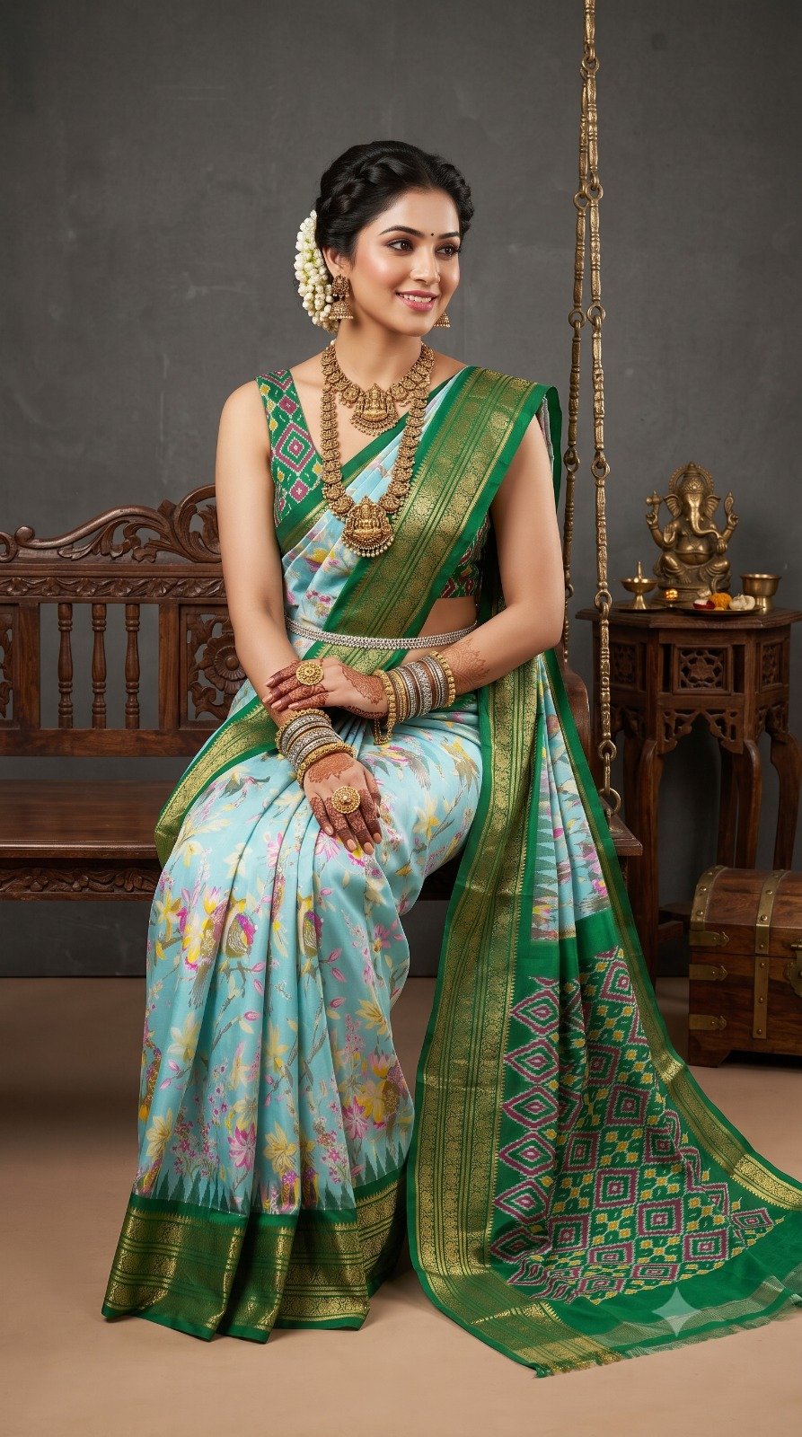 Ikat Print Saree - PANHG07-IPRSIZSDD-10