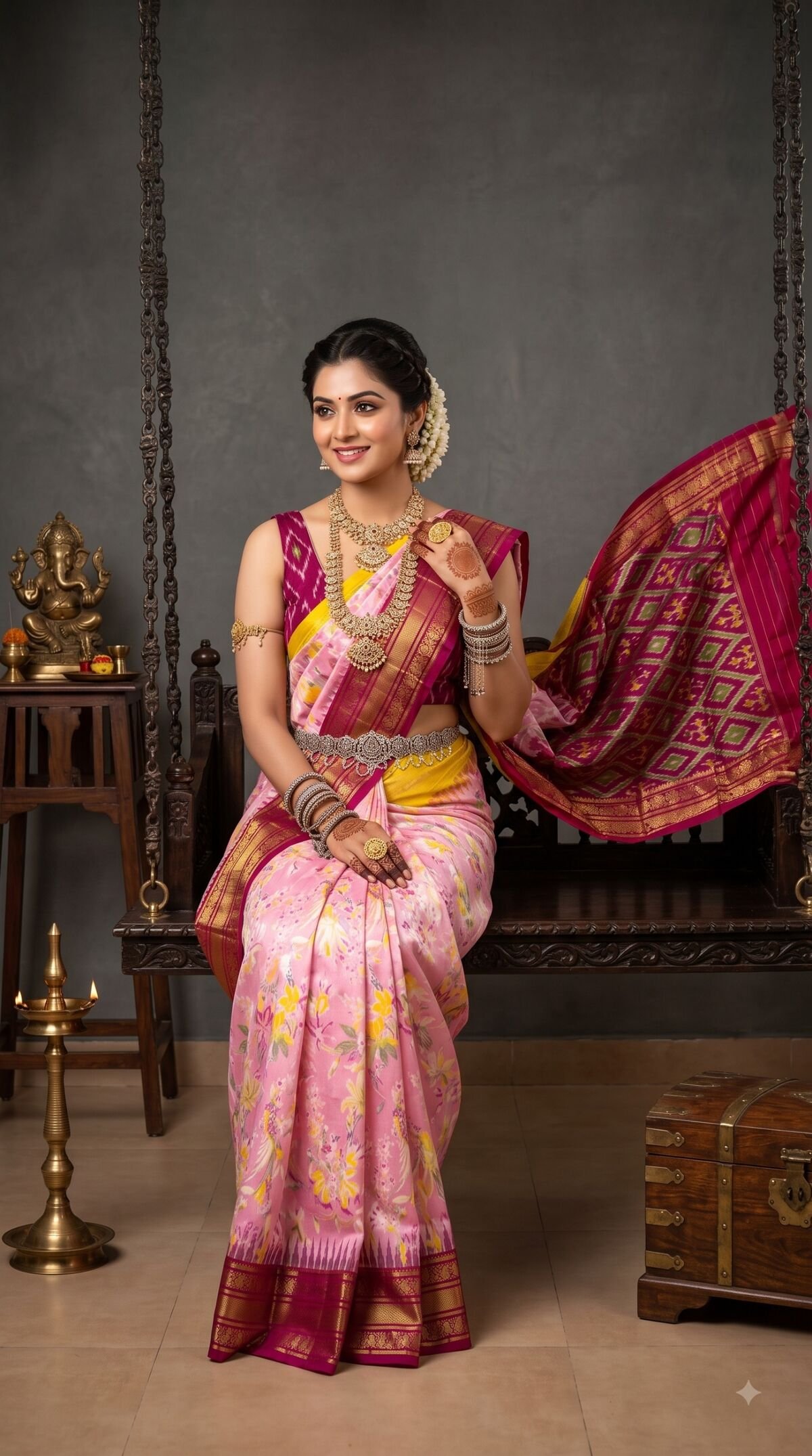 Ikat Print Saree - PANHG17-IPRSIZSCD-04