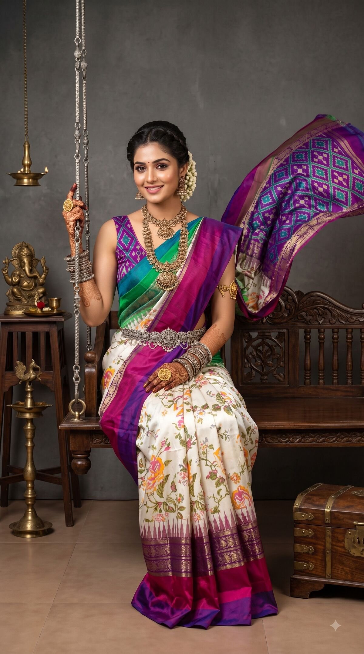 Ikat Print Saree - PANHG17-IPRSIZSCD-05