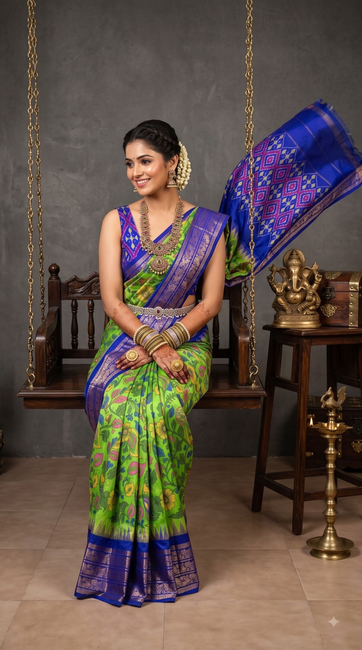 Ikat Print Saree - PANHG17-IPRSIZSCD-08