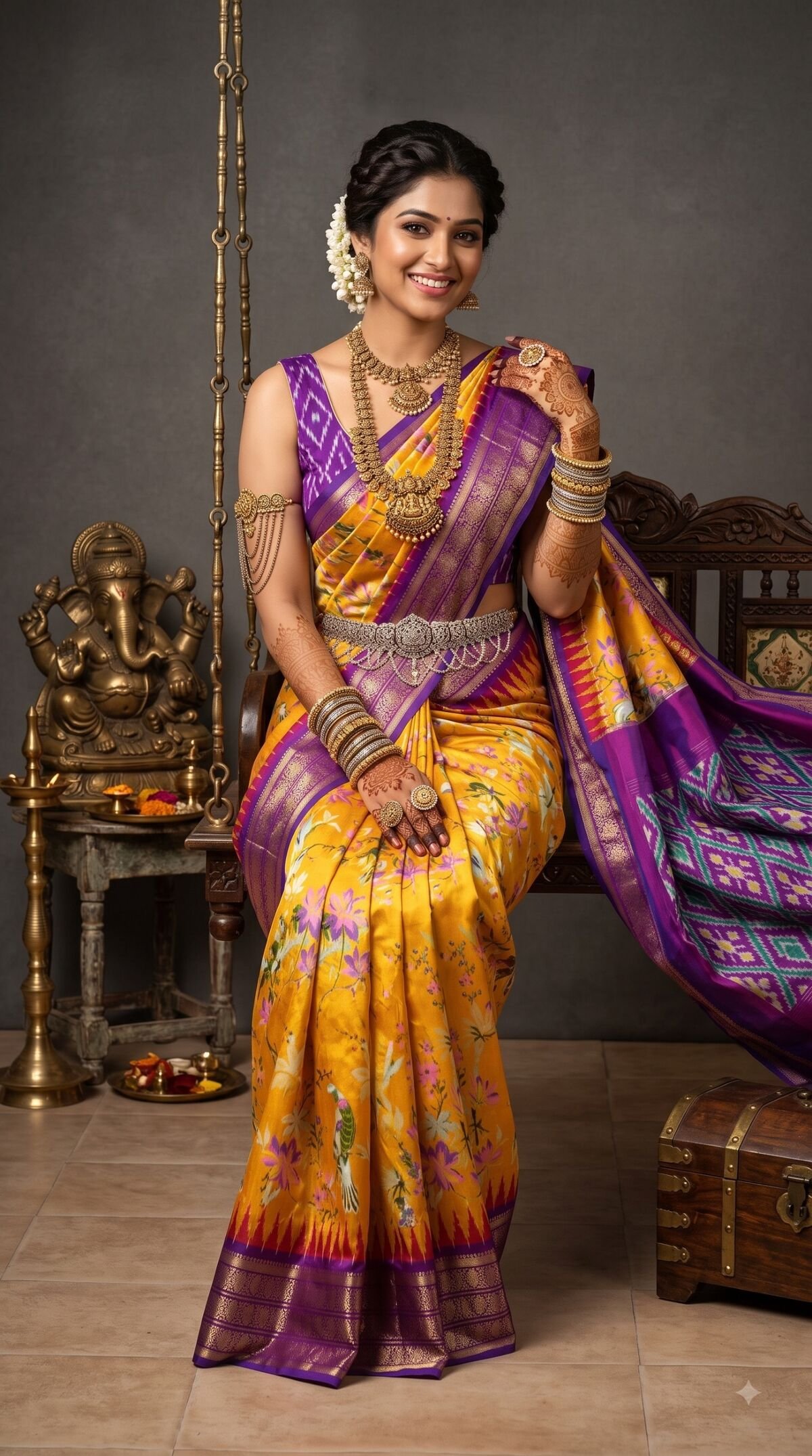 Ikat Print Saree - PANHG17-IPRSIZSCD-10