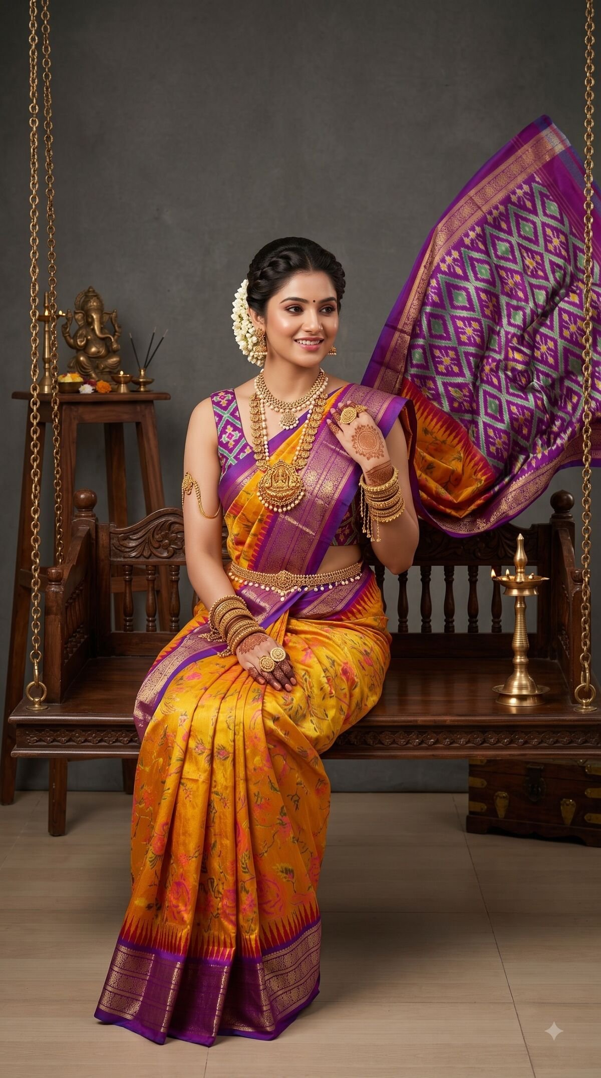 Ikat Print Saree - PANHG17-IPRSIZSCD-11