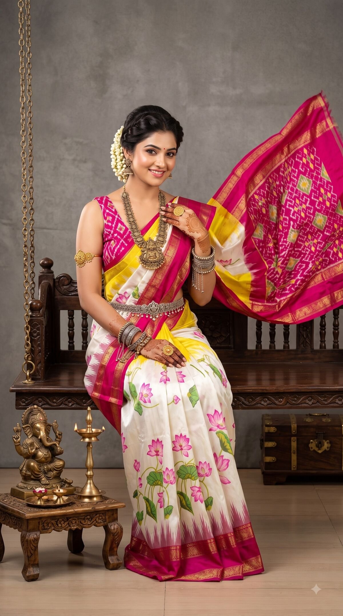Ikat Print Saree - PANHG17-IPRSIZSCD-12