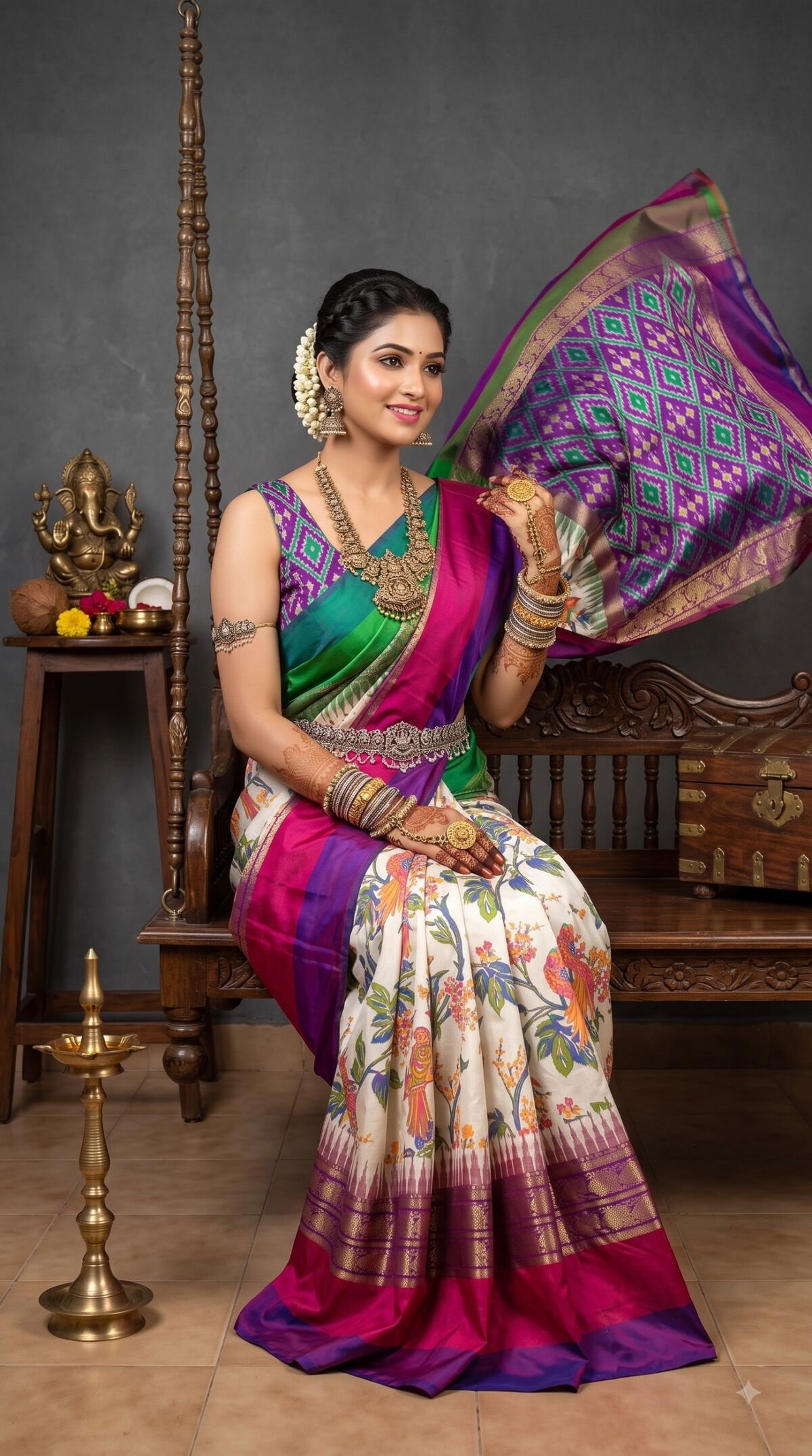 Ikat Print Saree - PANHG17-IPRSIZSCD-14