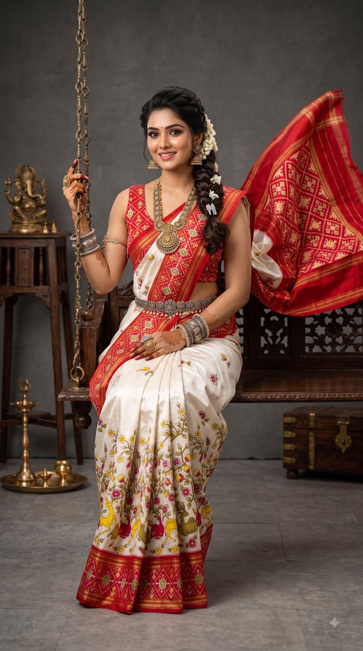 Ikat Print Saree - PANHG23-IPRSIZSDC-01
