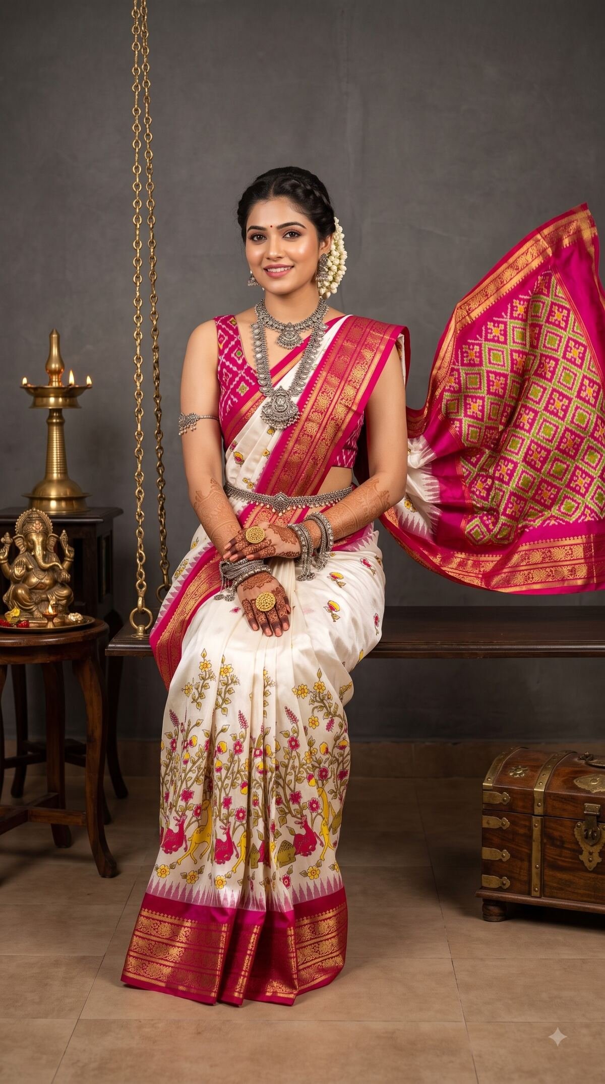 Ikat Print Saree - PANHG23-IPRSIZSDC-02