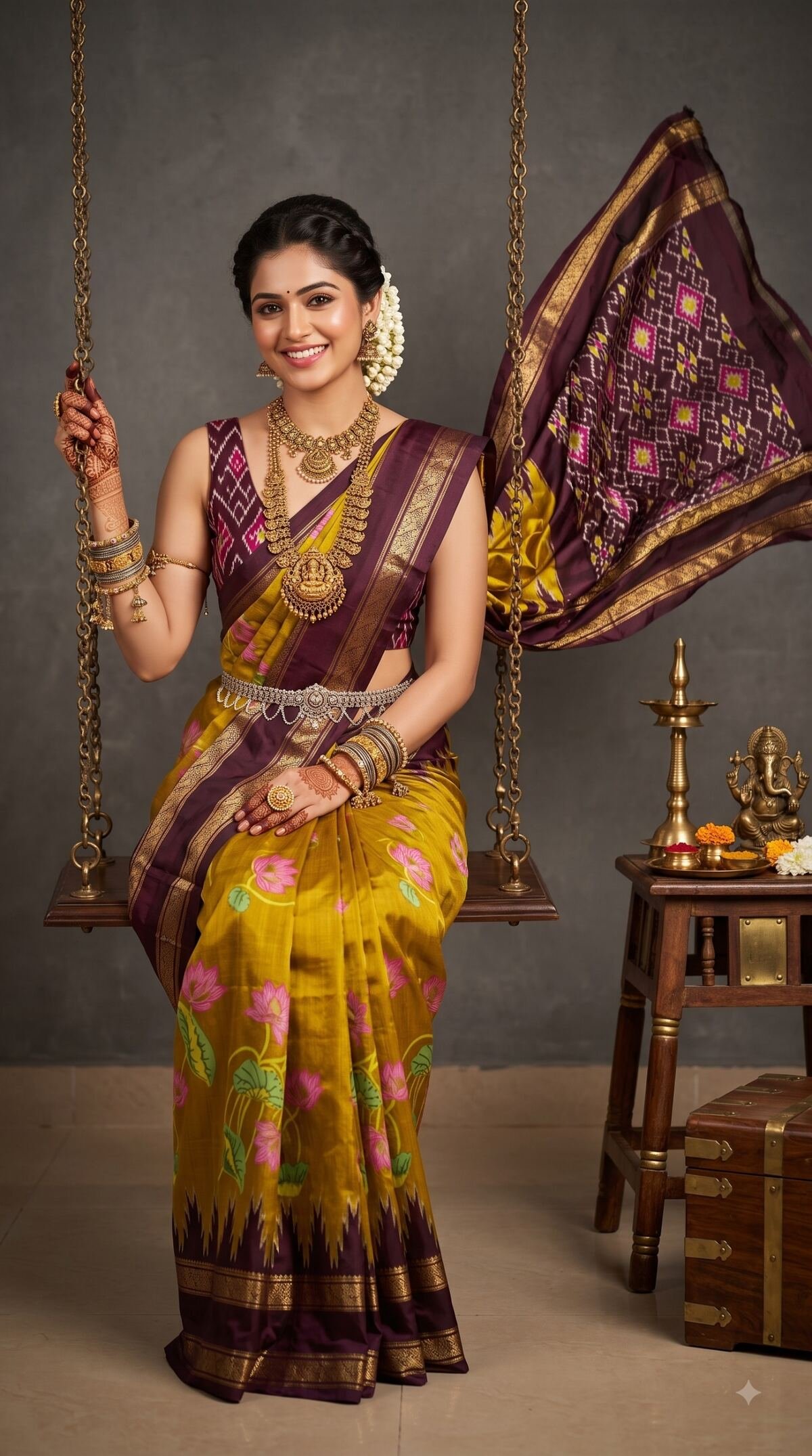 Ikat Print Saree - PANHG23-IPRSIZSDC-03