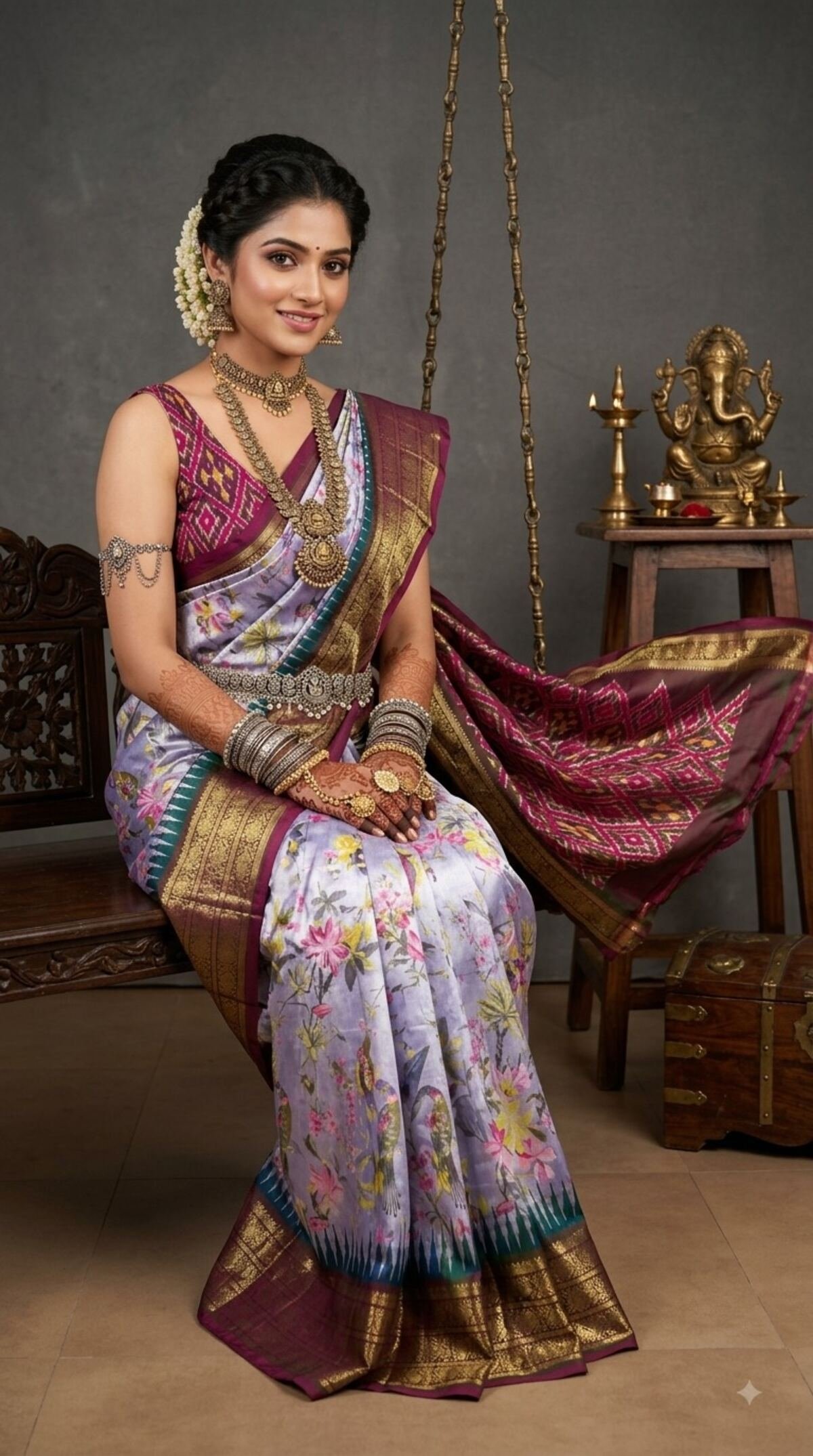 Ikat Print Saree - PANHG23-IPRSIZSDC-05