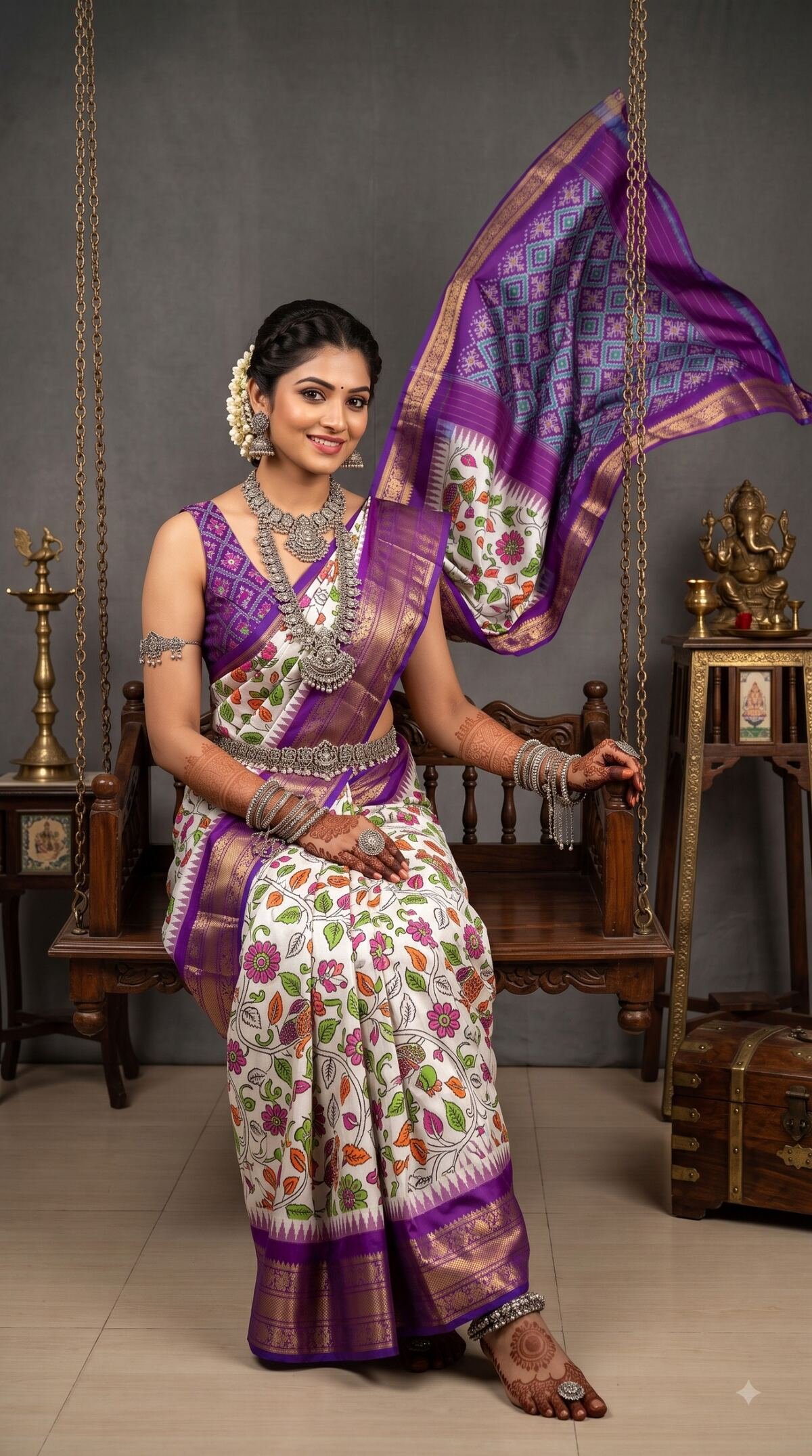 Ikat Print Saree - PANHG23-IPRSIZSDC-06