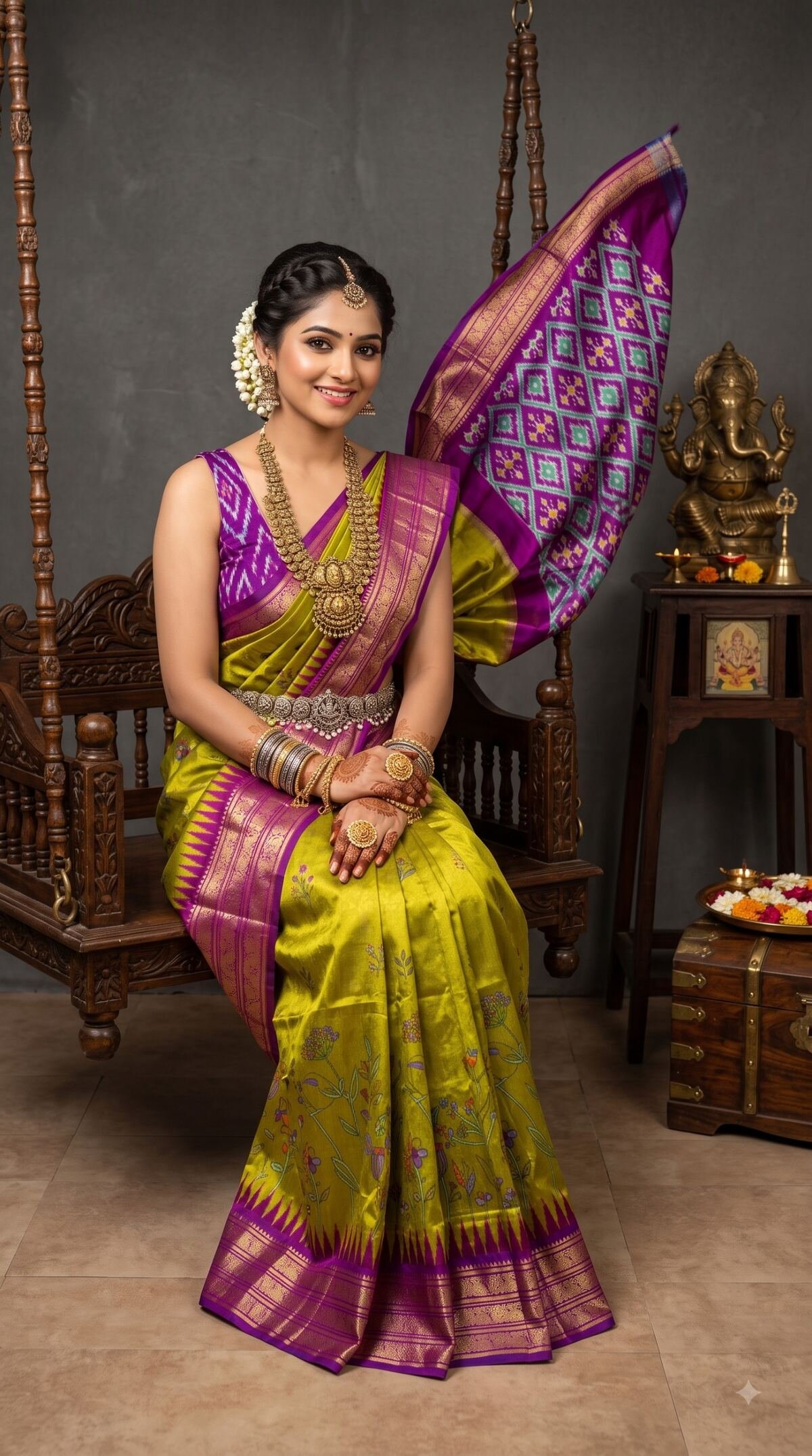 Ikat Print Saree - PANHG23-IPRSIZSDC-09