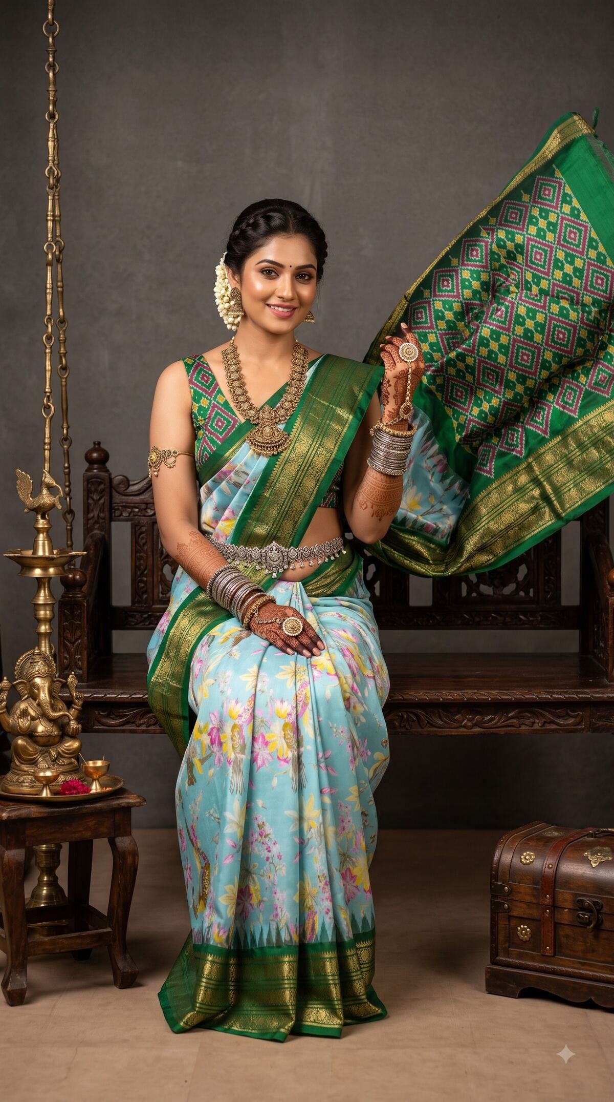 Ikat Print Saree - PANHG23-IPRSIZSDC-11