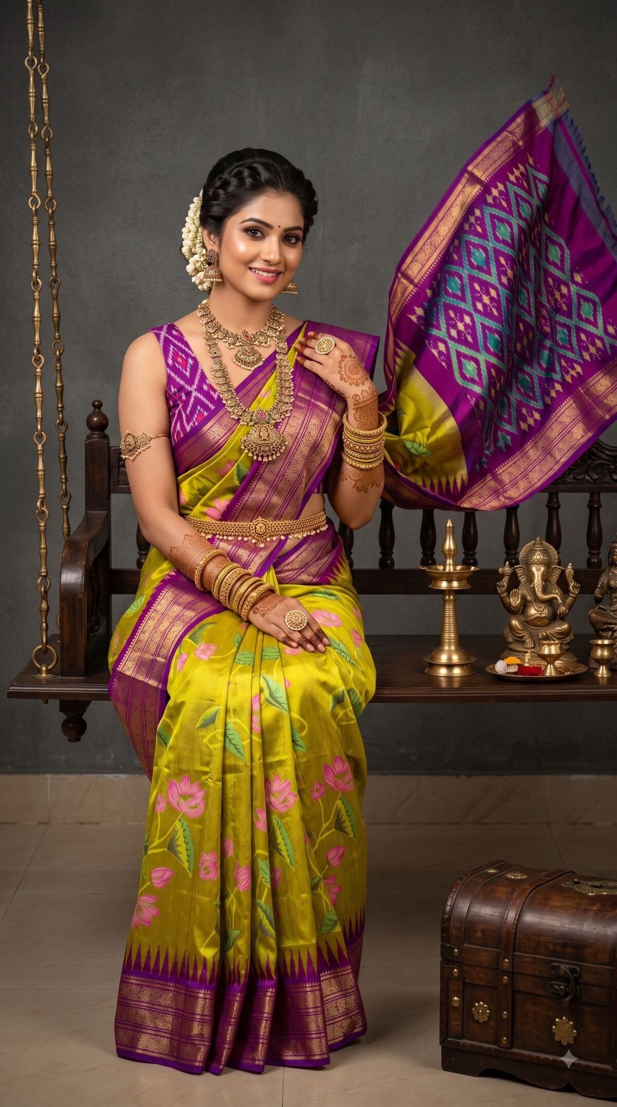 Ikat Print Saree - PANHG23-IPRSIZSDC-14