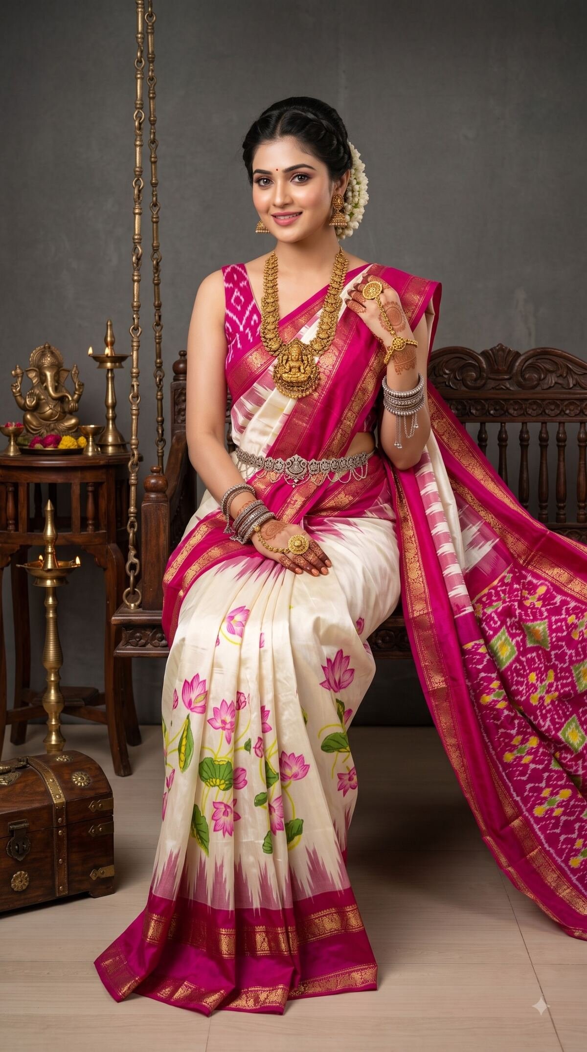 Ikat Print Saree - PANHG23-IPRSIZSDC-15
