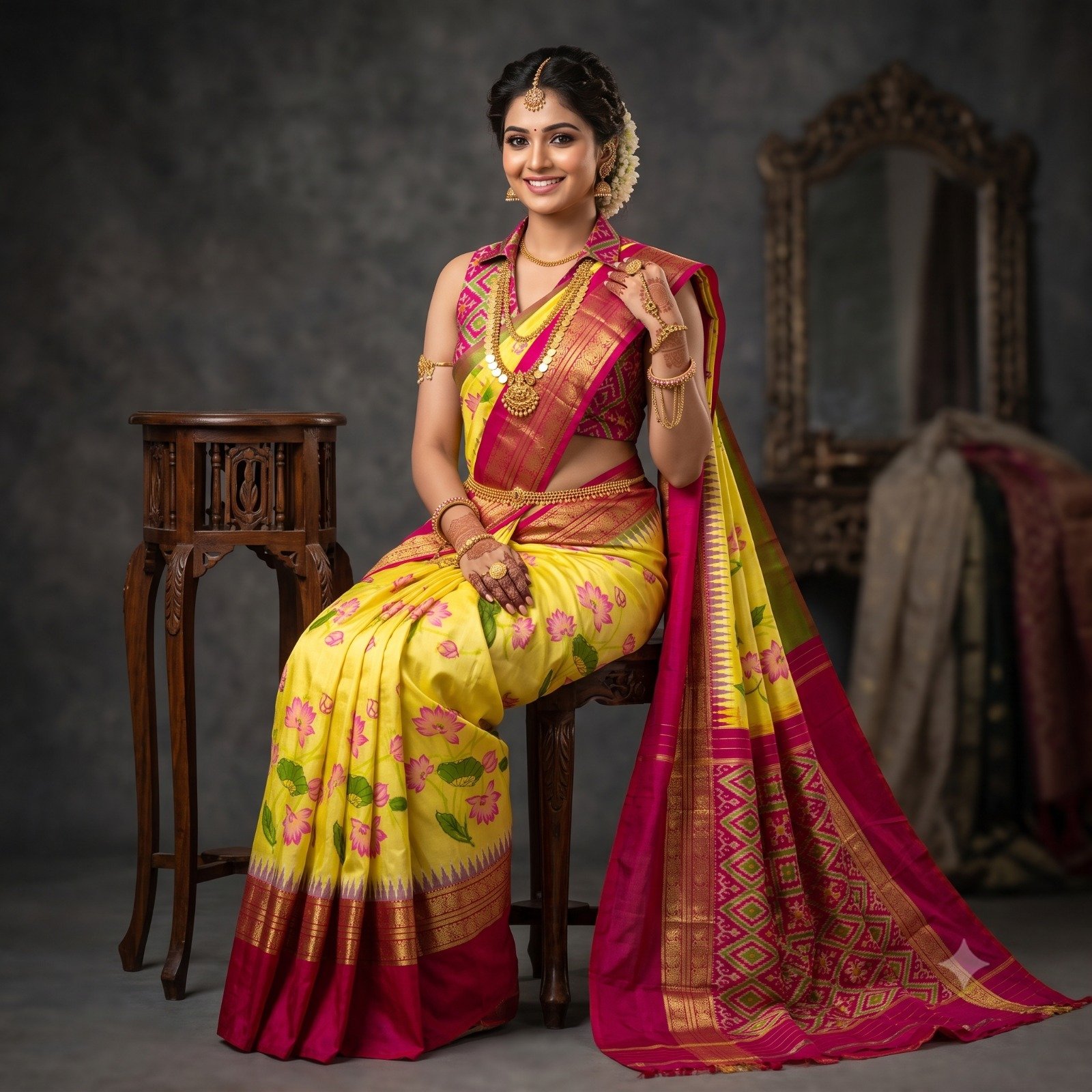 Ikat Print Saree - PANHG26-IPRSIZSDC-23