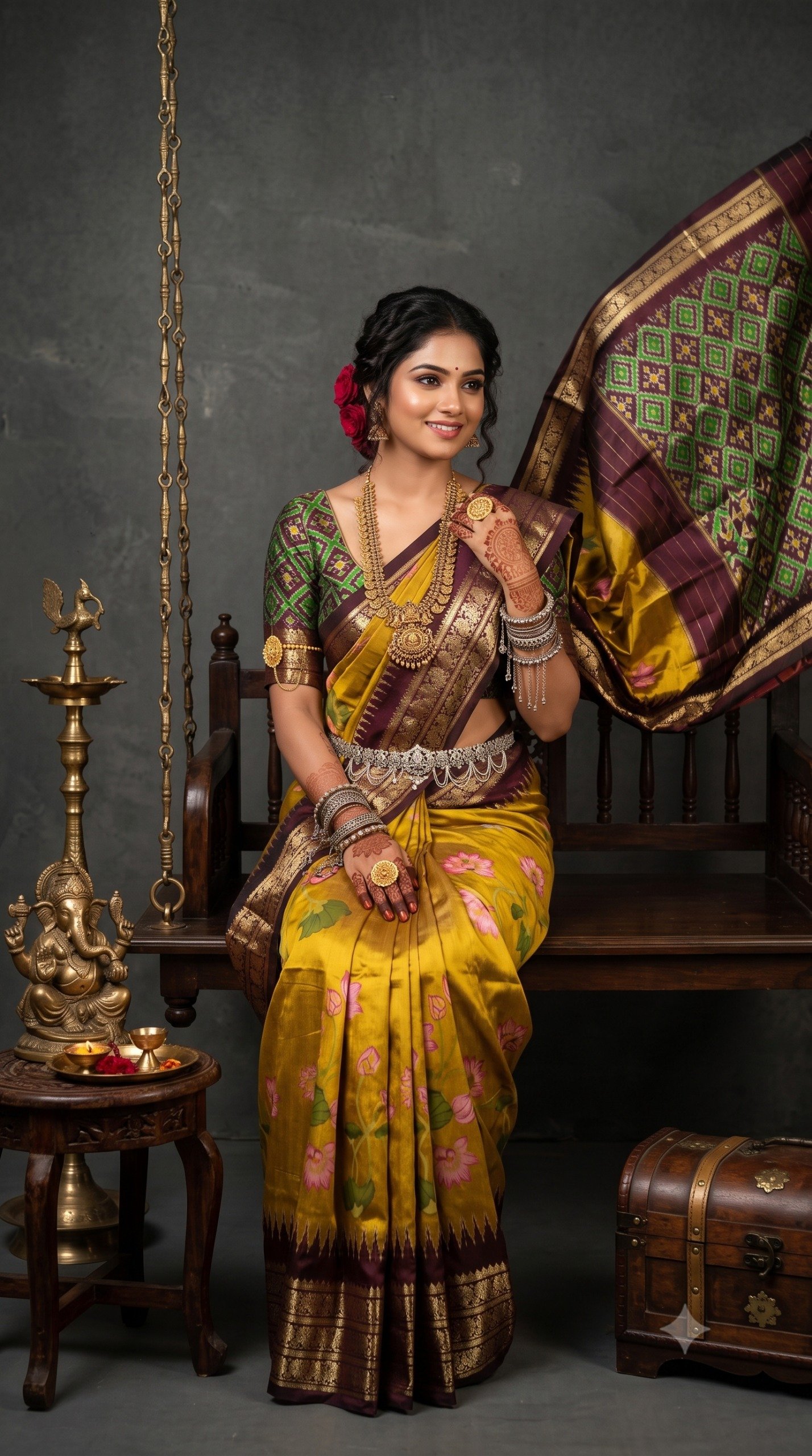 Ikat Print Saree - PANHL12-IPRSIZSDC-02