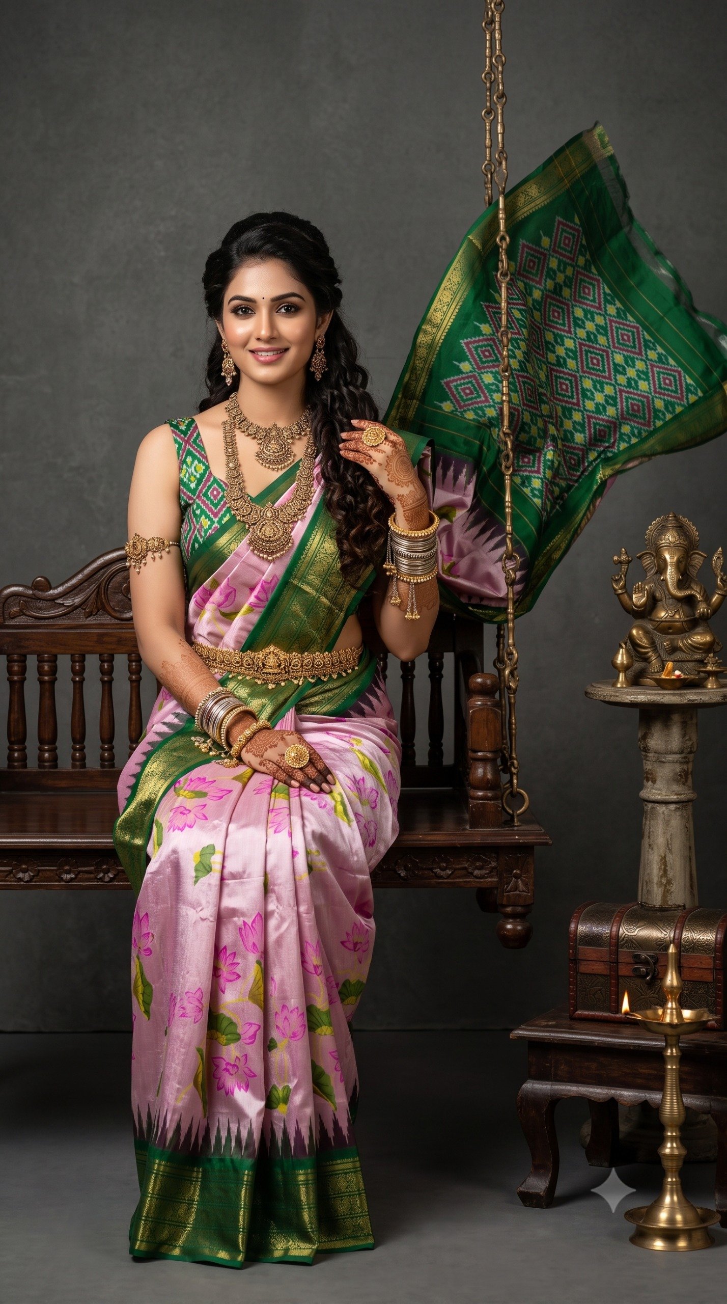 Ikat Print Saree - PANHL12-IPRSIZSDC-03