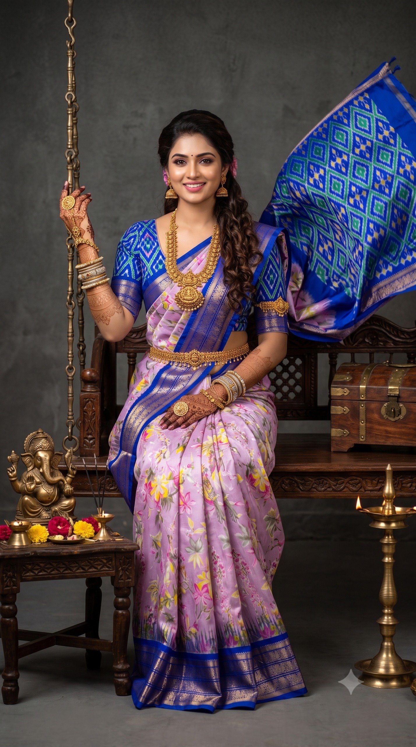 Ikat Print Saree - PANHL12-IPRSIZSDC-16