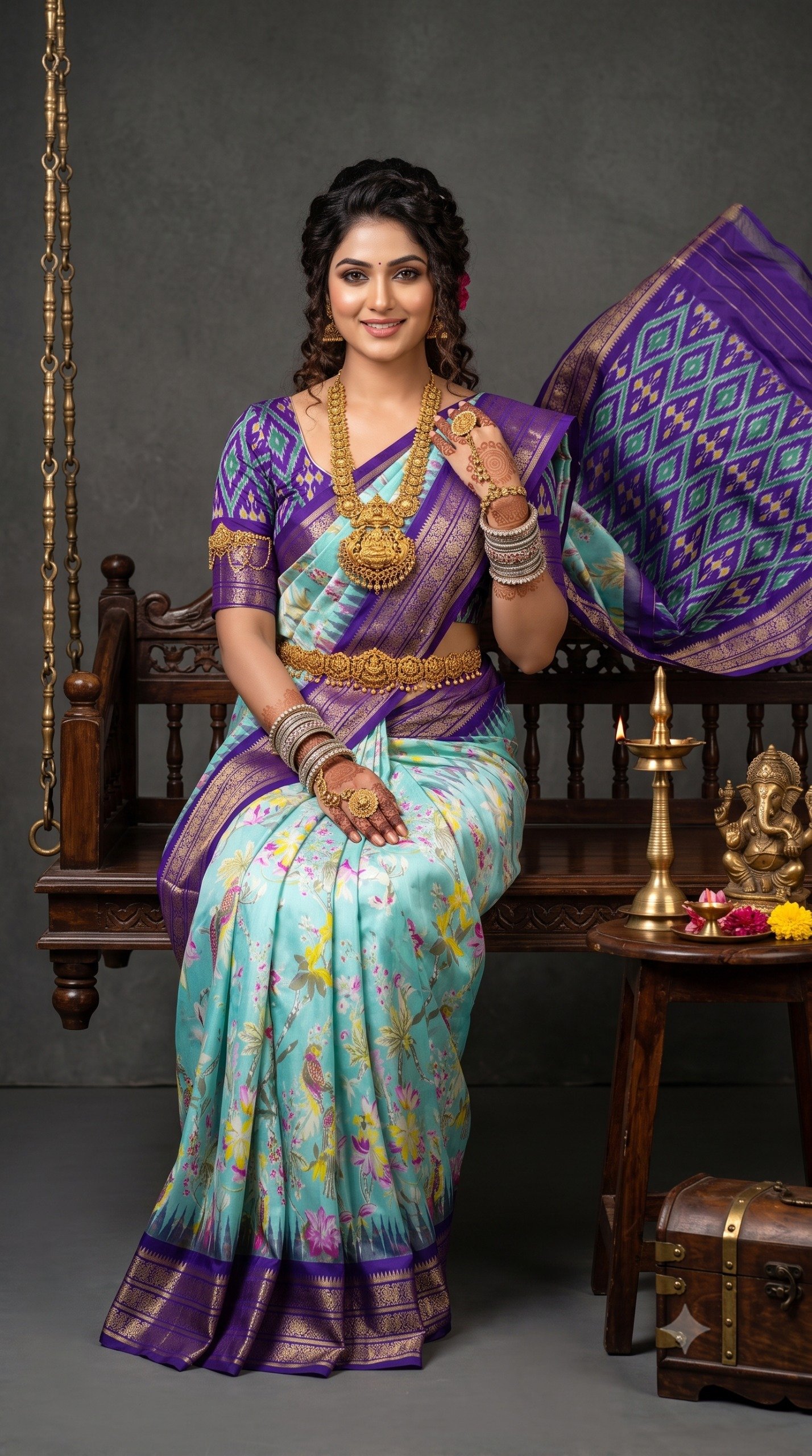 Ikat Print Saree - PANHL12-IPRSIZSDC-17