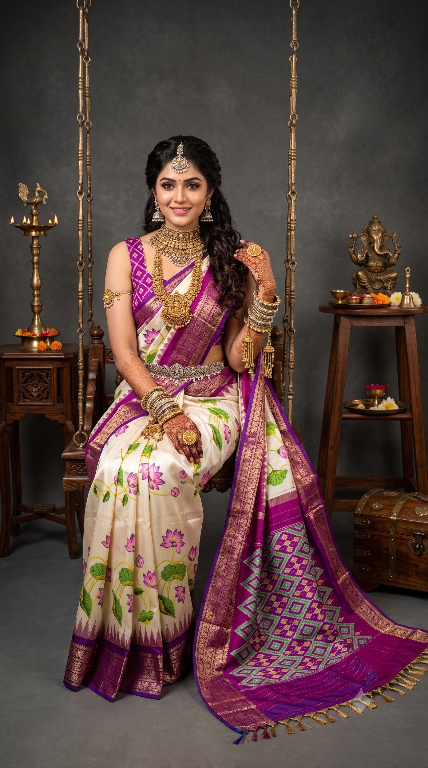 Ikat Print Saree - PANHL12-IPRSIZSDC-19