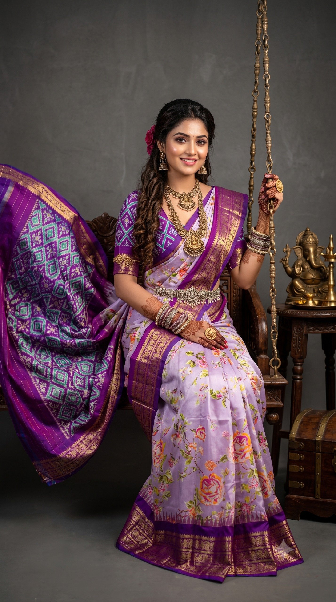 Ikat Print Saree - PANHL12-IPRSIZSDC-20