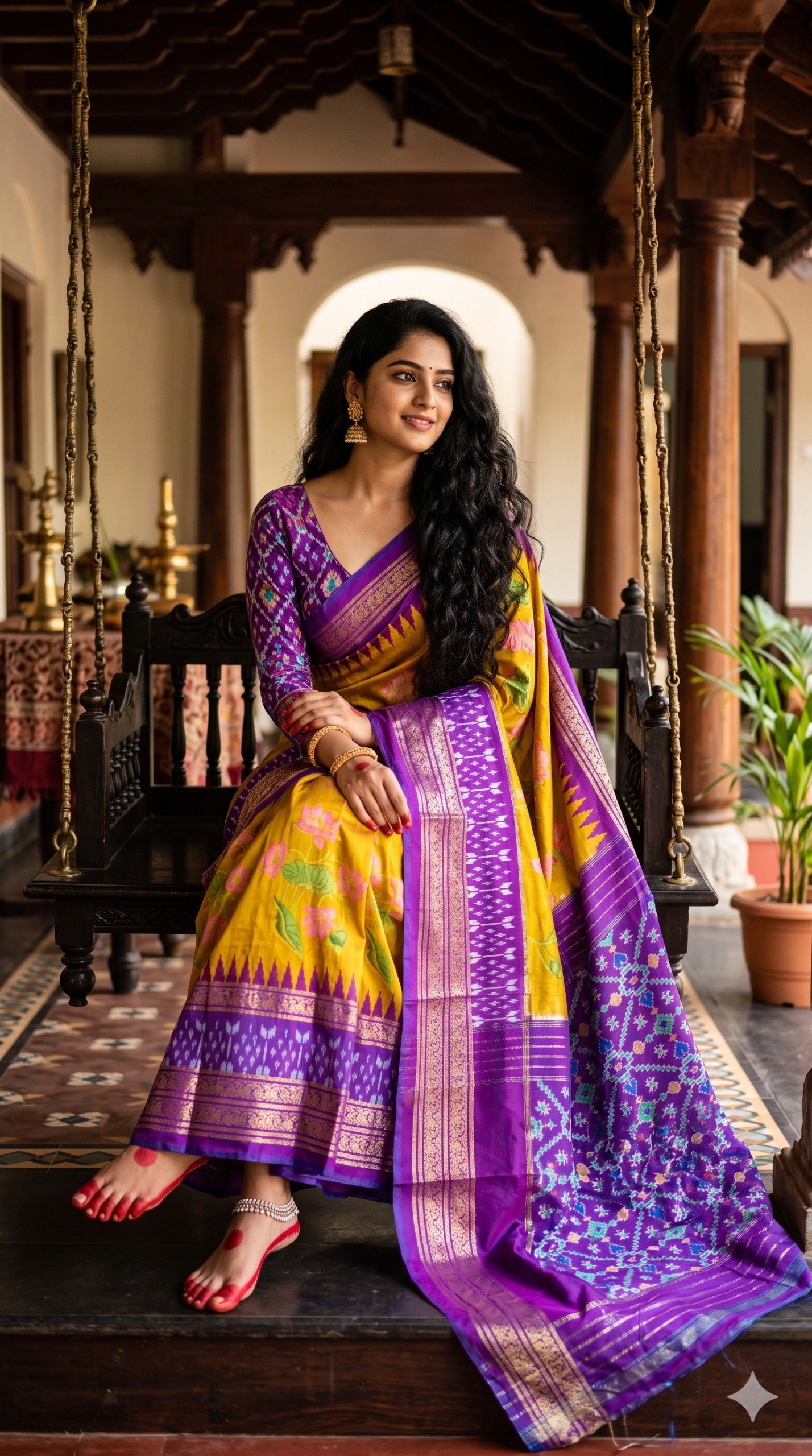 Ikat Print Saree - PANHL12-IPRSIZSDC-21
