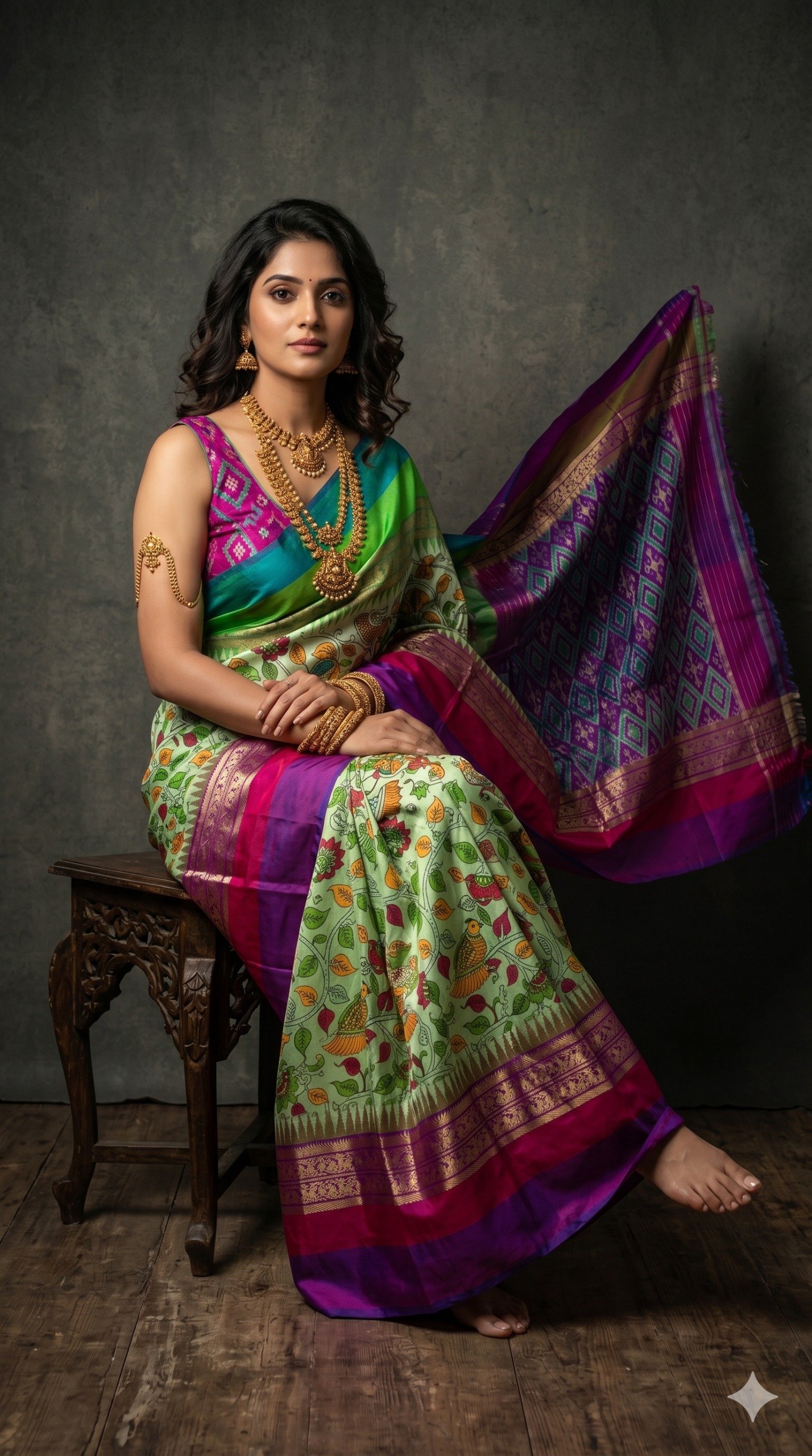 Ikat Print Saree - PANHL12-IPRSIZSDC-23