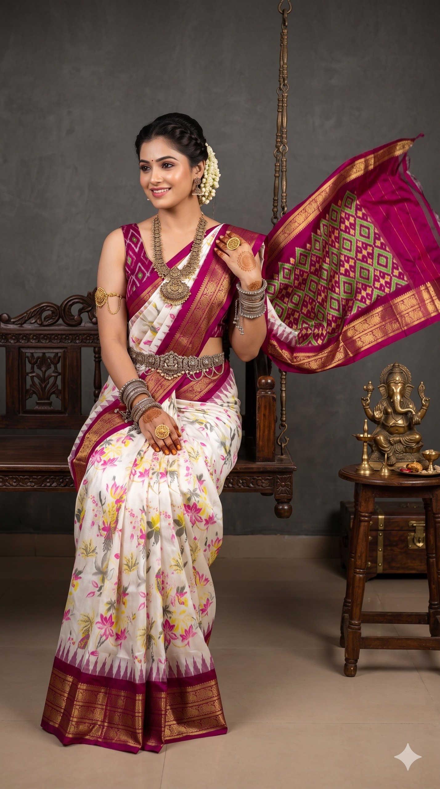 Ikat Print Saree - PANHL12-IPRSIZSDC-25