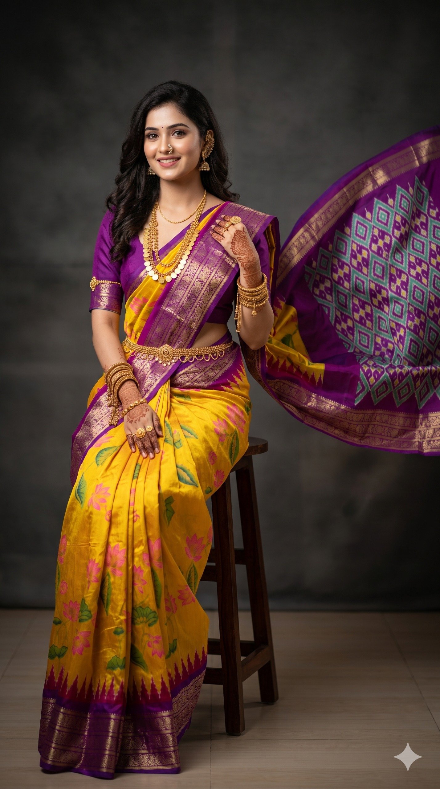 Ikat Print Saree - PANHL12-IPRSIZSDC-26