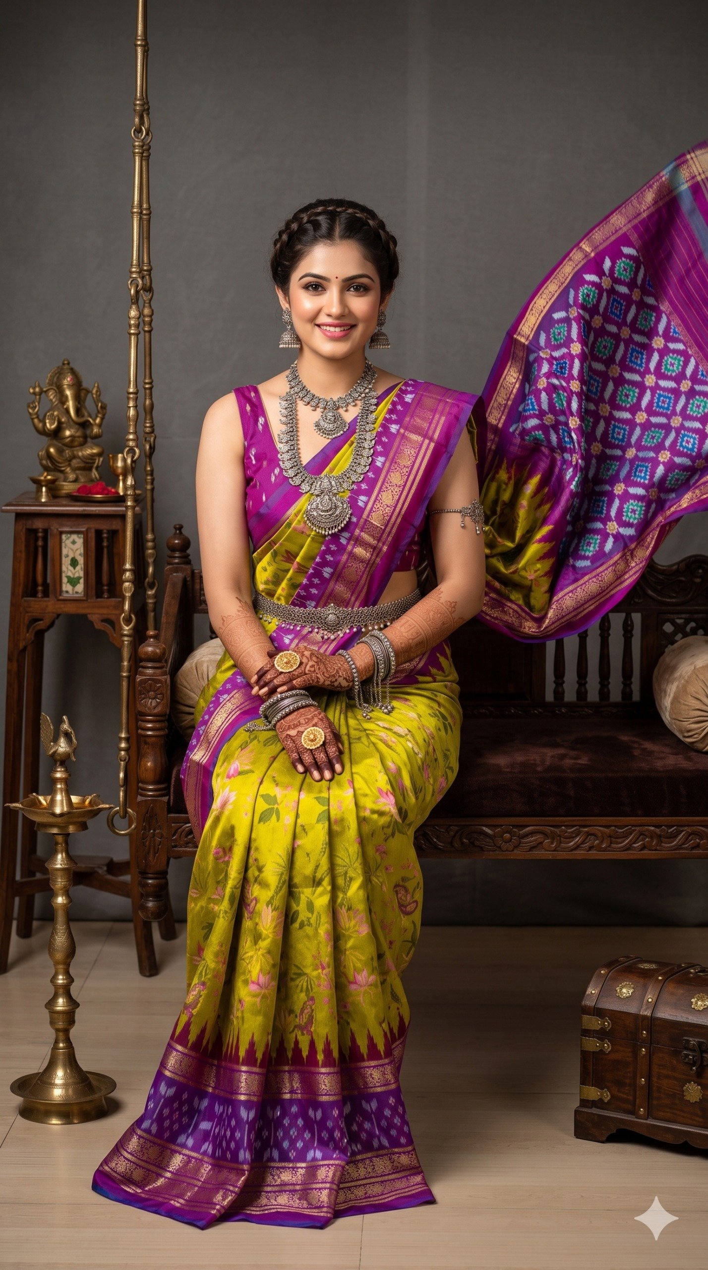 Ikat Print Saree - PANHL12-IPRSIZSDC-27