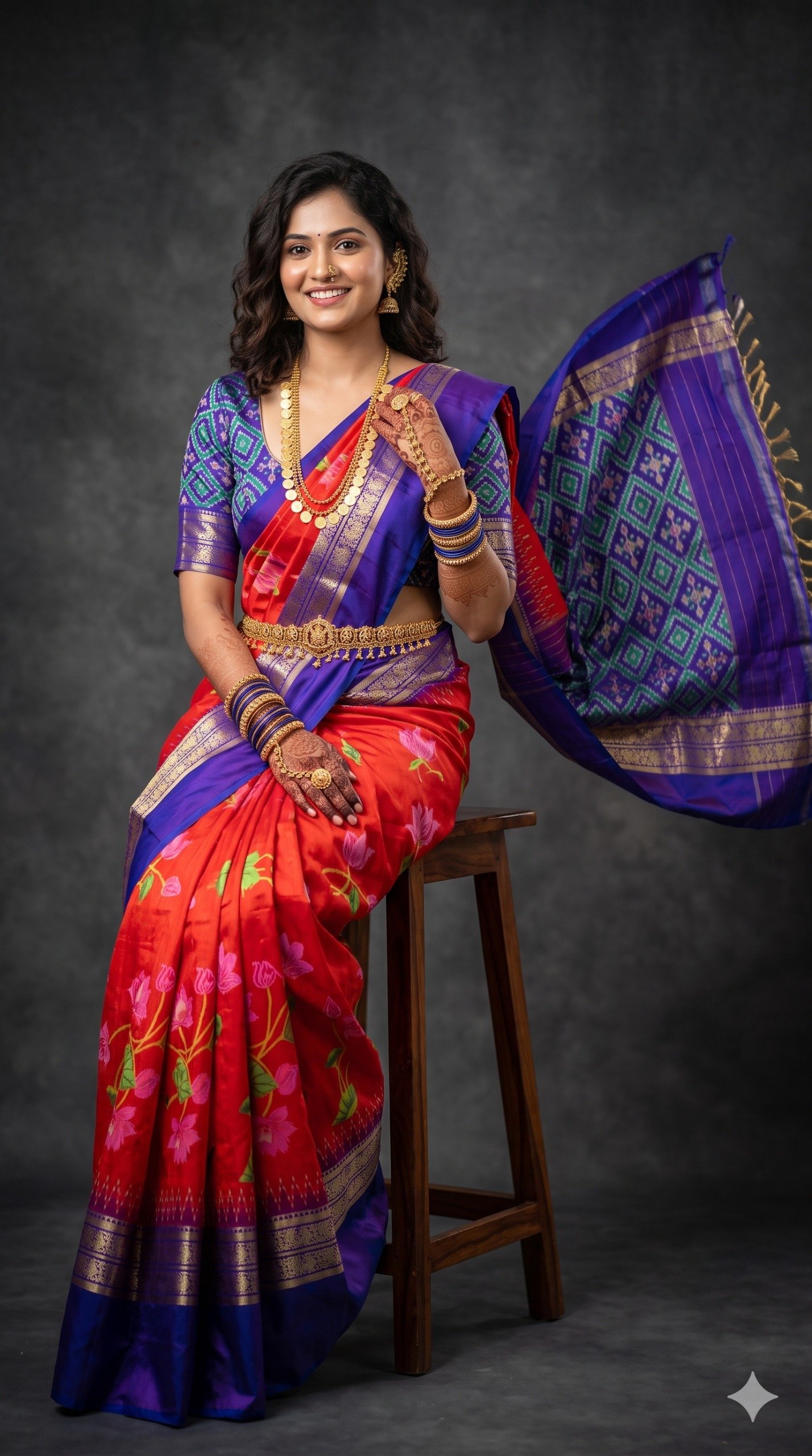 Ikat Print Saree - PANHL12-IPRSIZSDC-28