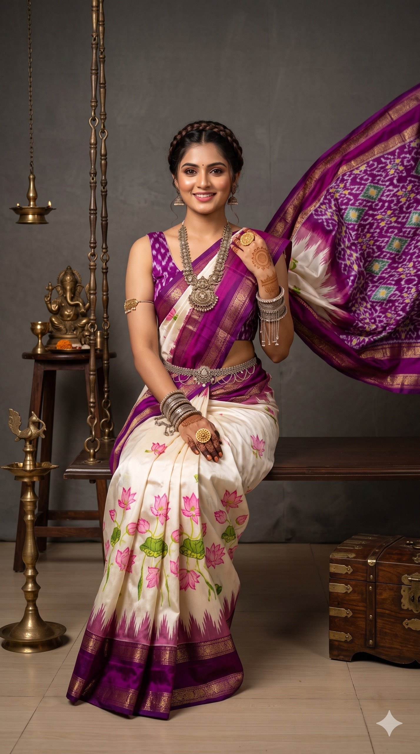 Ikat Print Saree - PANHL12-IPRSIZSDC-29