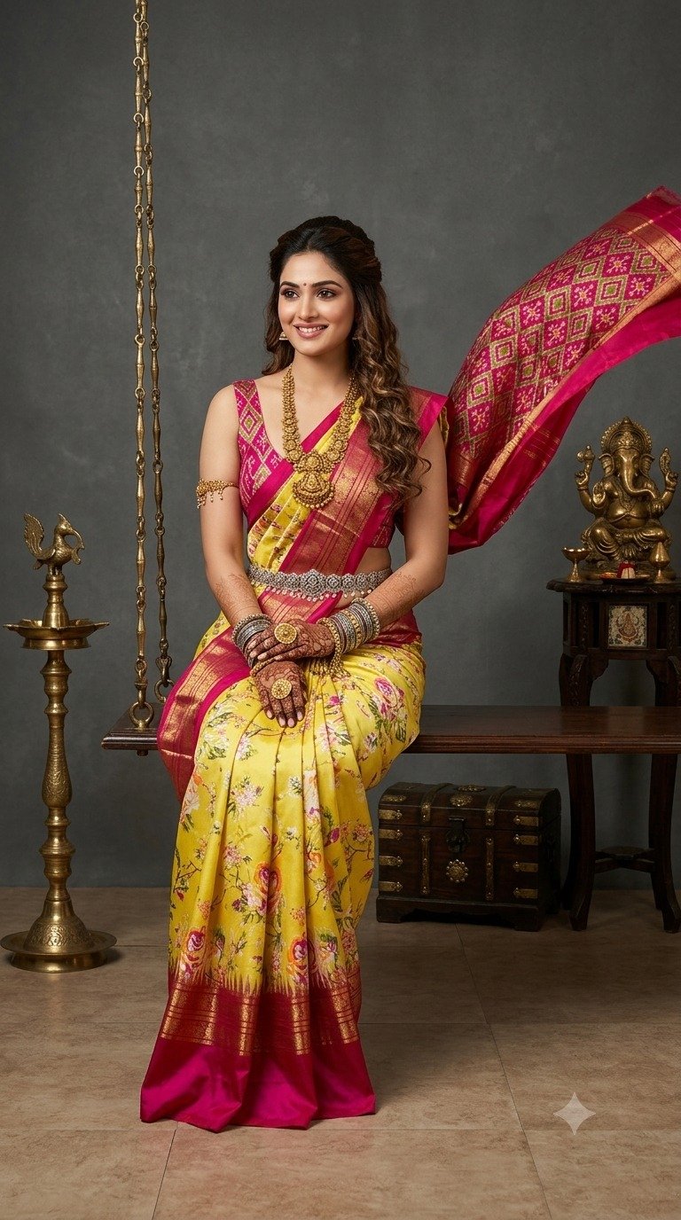 Ikat Print Saree - PANHL12-IPRSIZSDC-30