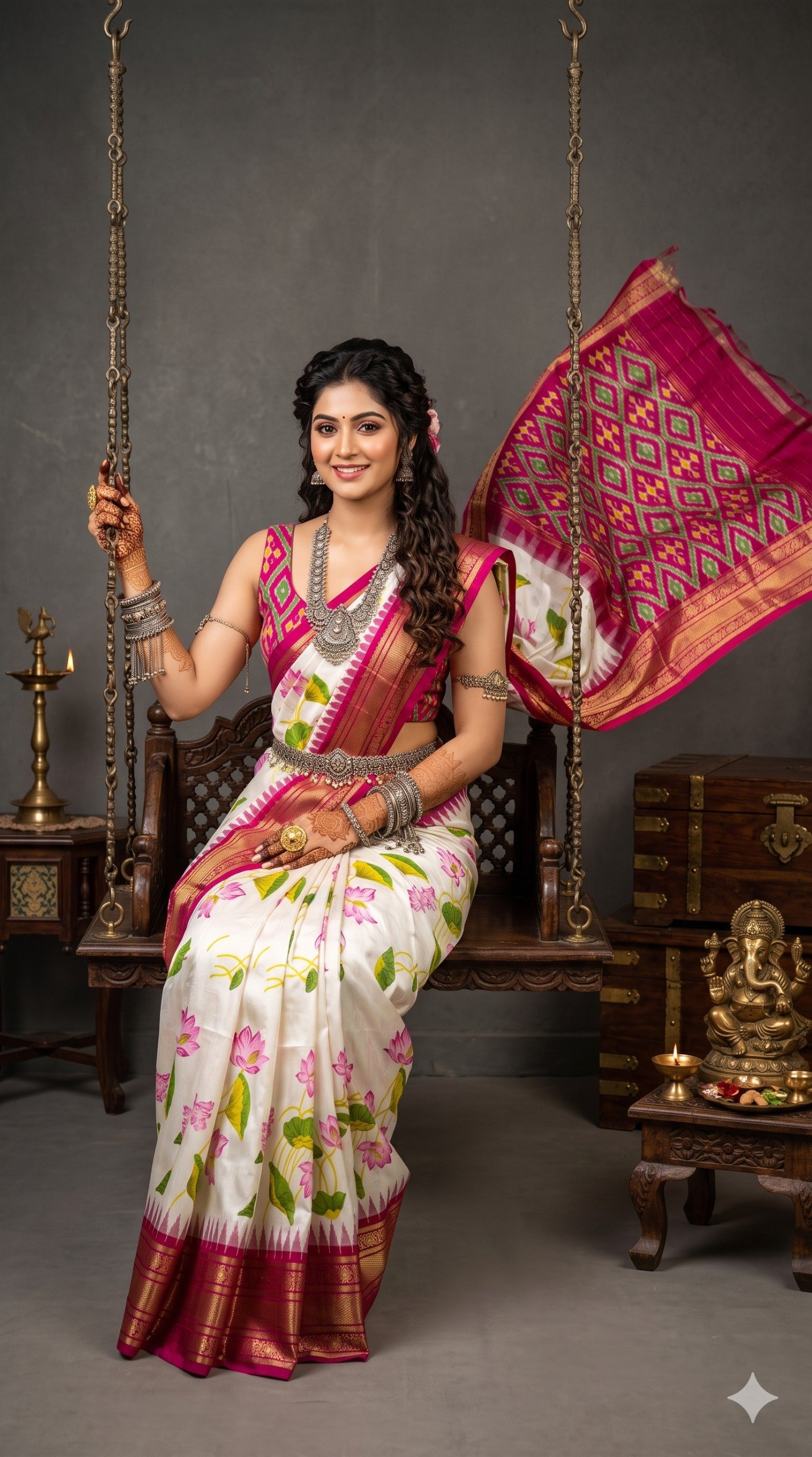 Ikat Print Saree - PANHL12-IPRSIZSDC-31