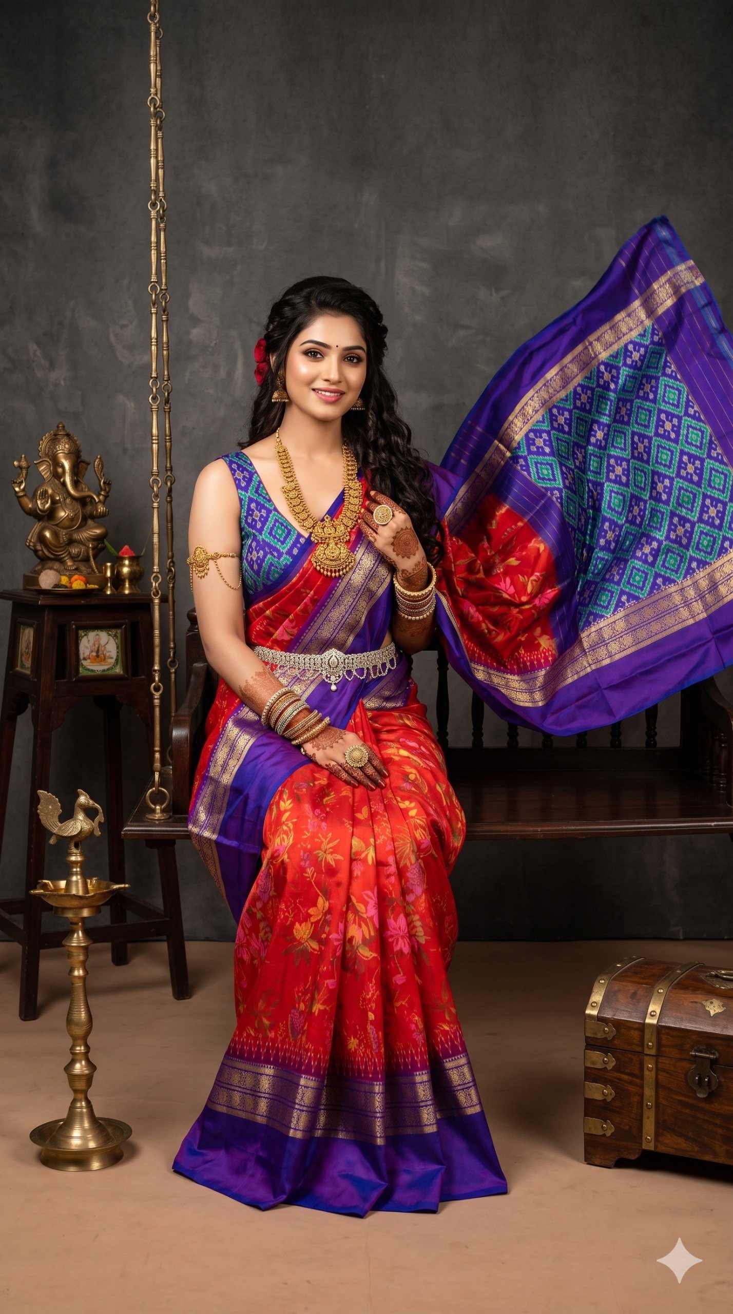 Ikat Print Saree - PANHL12-IPRSIZSDC-33