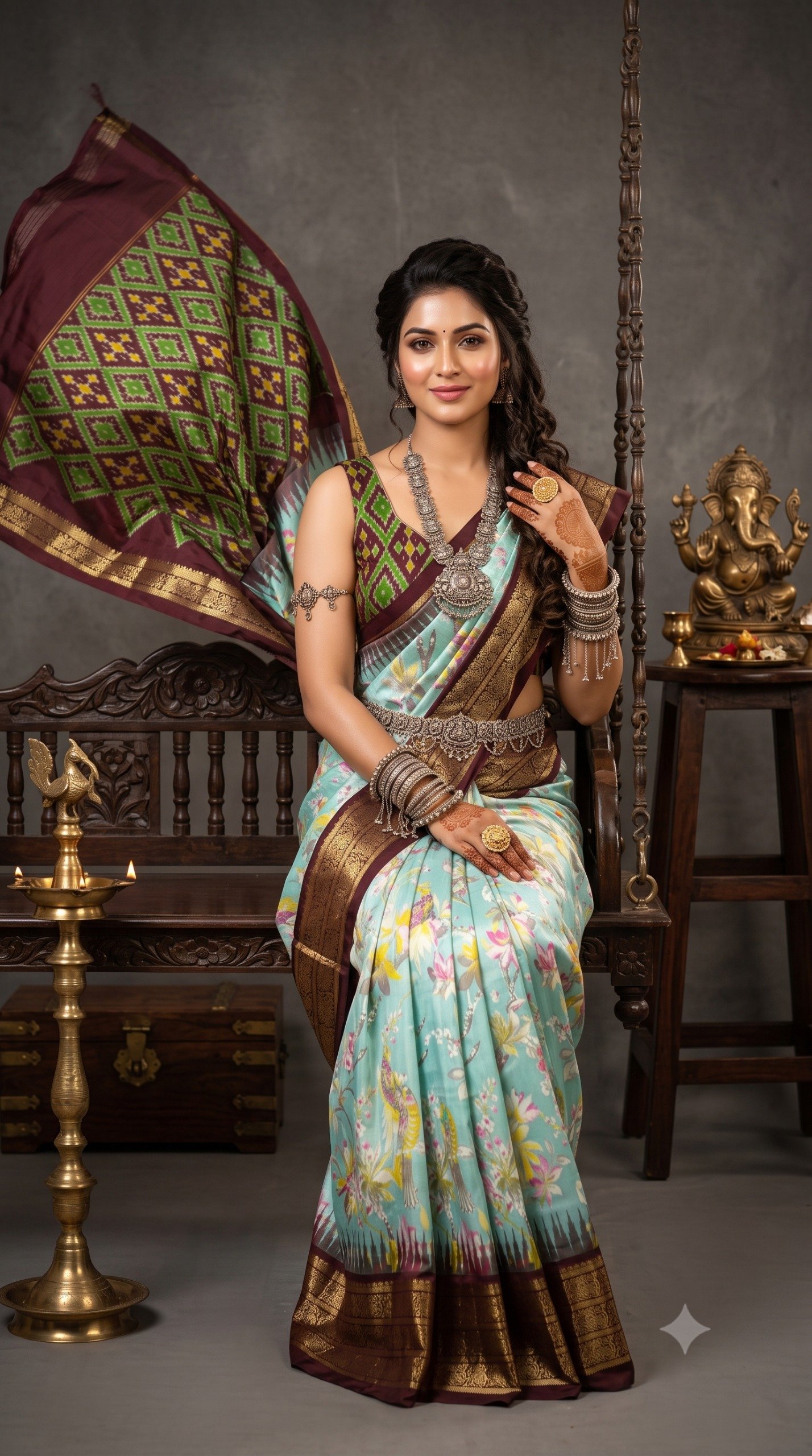 Ikat Print Saree - PANHL17-IPRSIZSDC-02