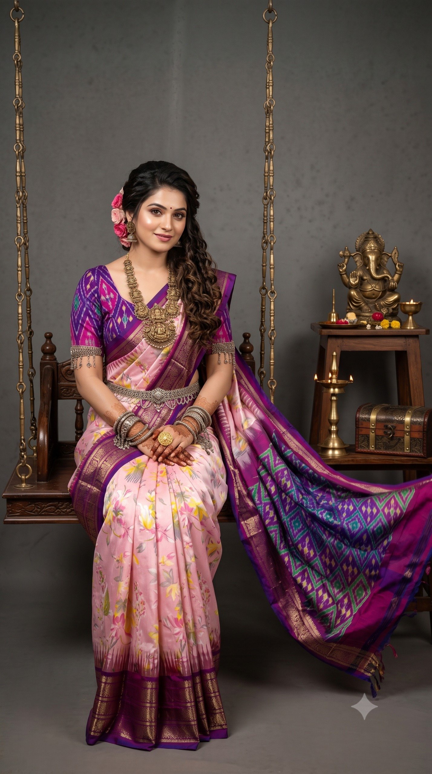 Ikat Print Saree - PANHL17-IPRSIZSDC-03
