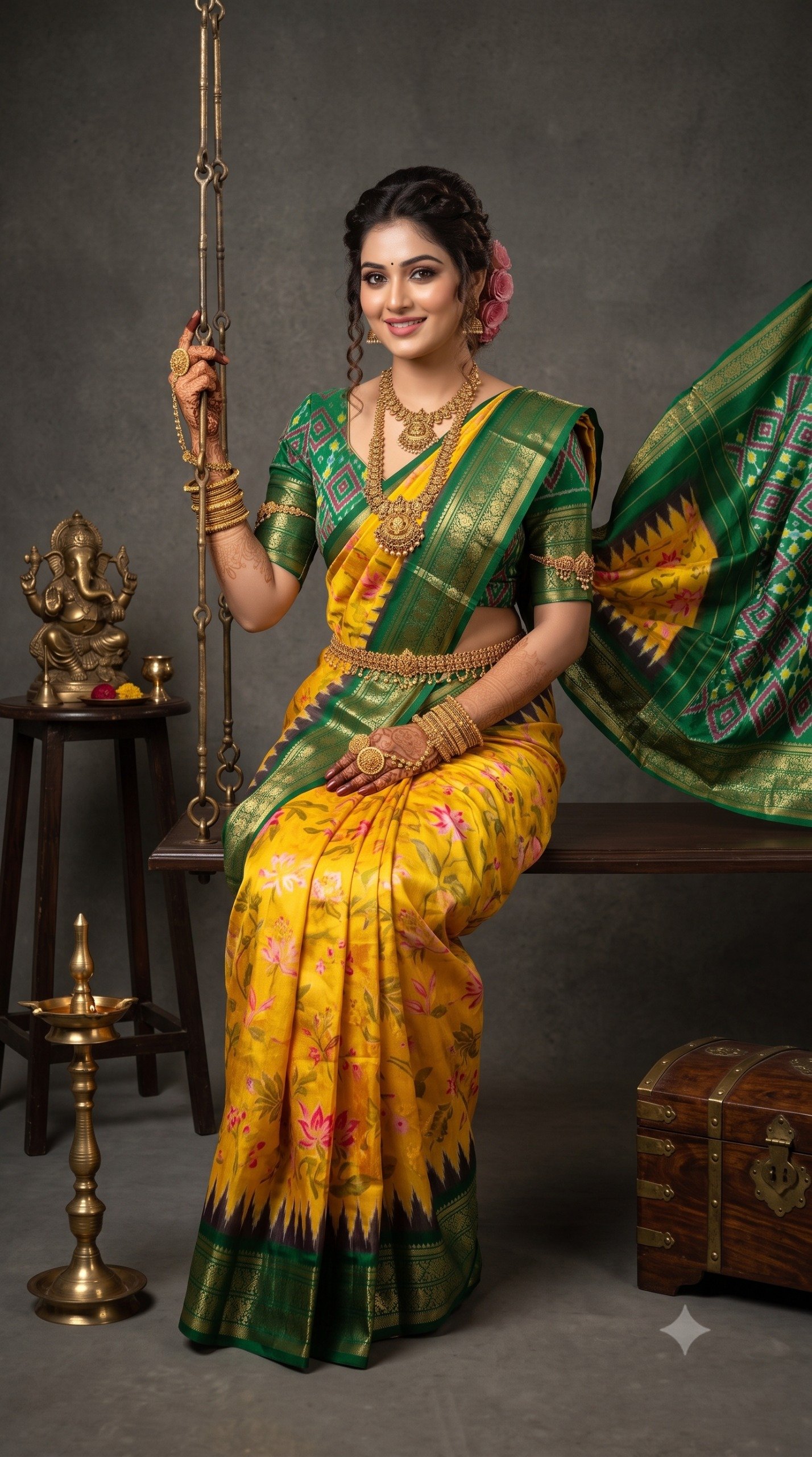 Ikat Print Saree - PANHL17-IPRSIZSDC-07
