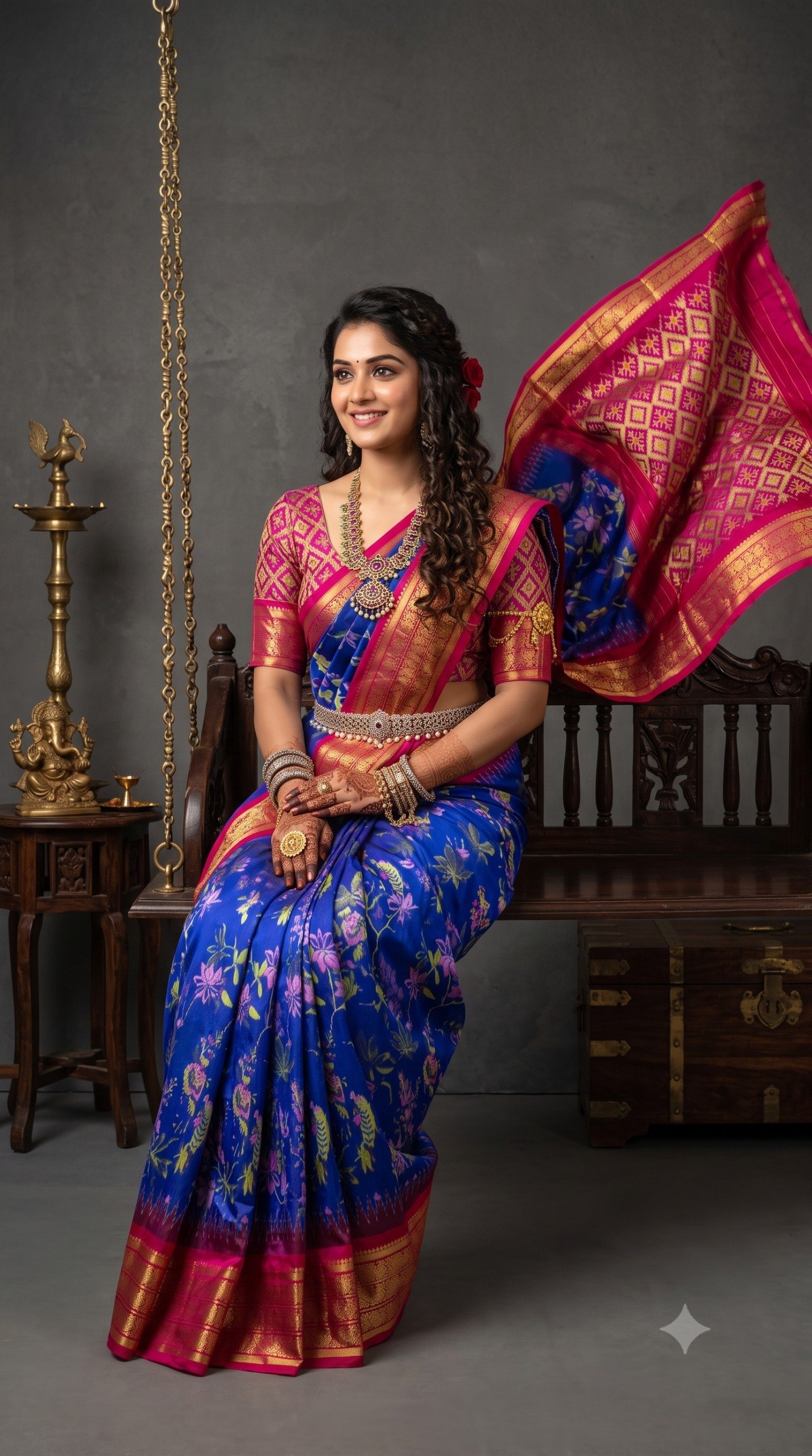 Ikat Print Saree - PANHL17-IPRSIZSDC-09