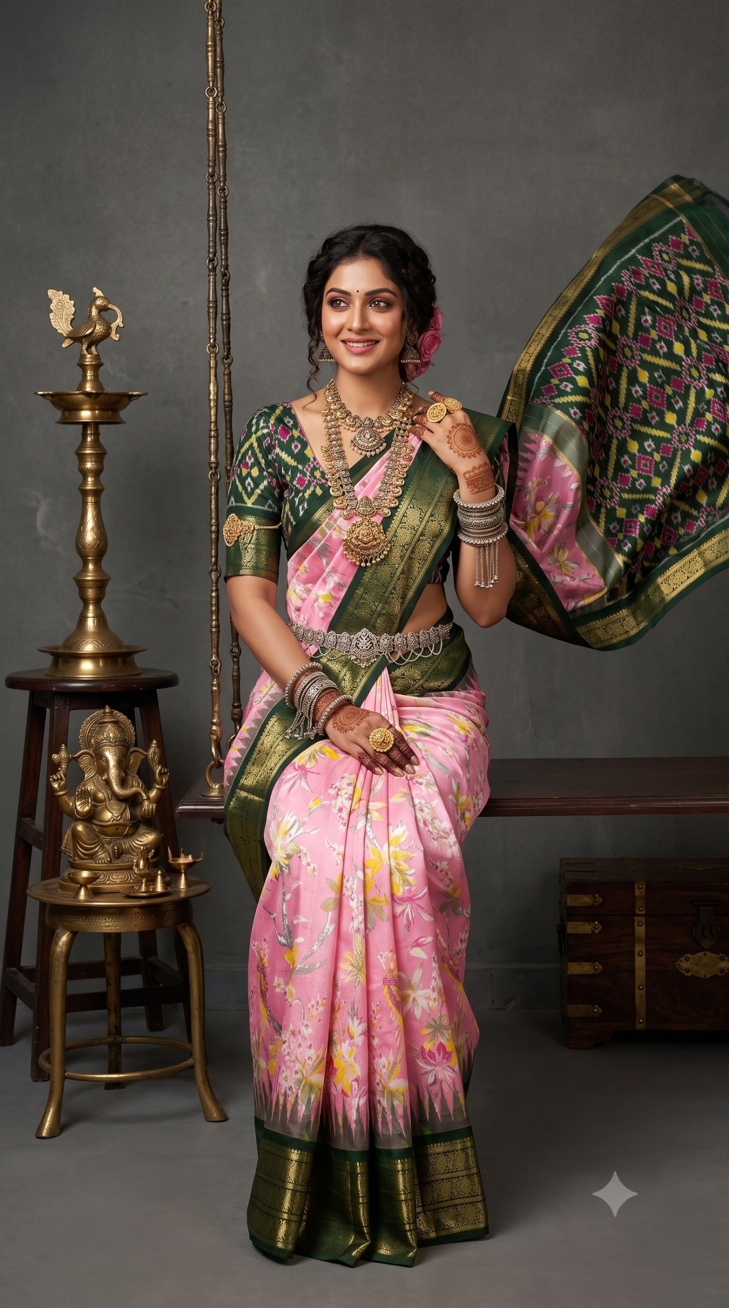 Ikat Print Saree - PANHL17-IPRSIZSDC-10