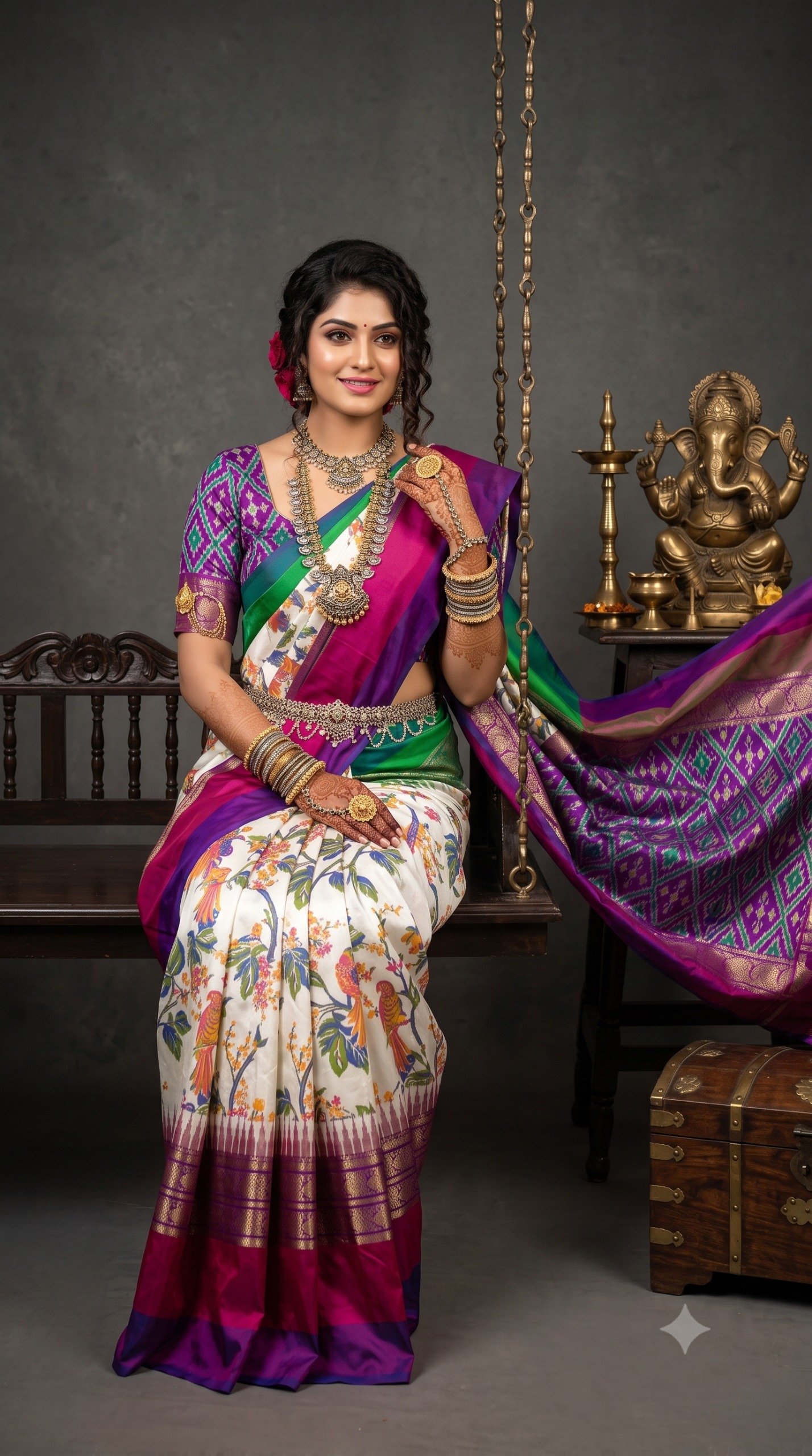 Ikat Print Saree - PANHL17-IPRSIZSDC-11