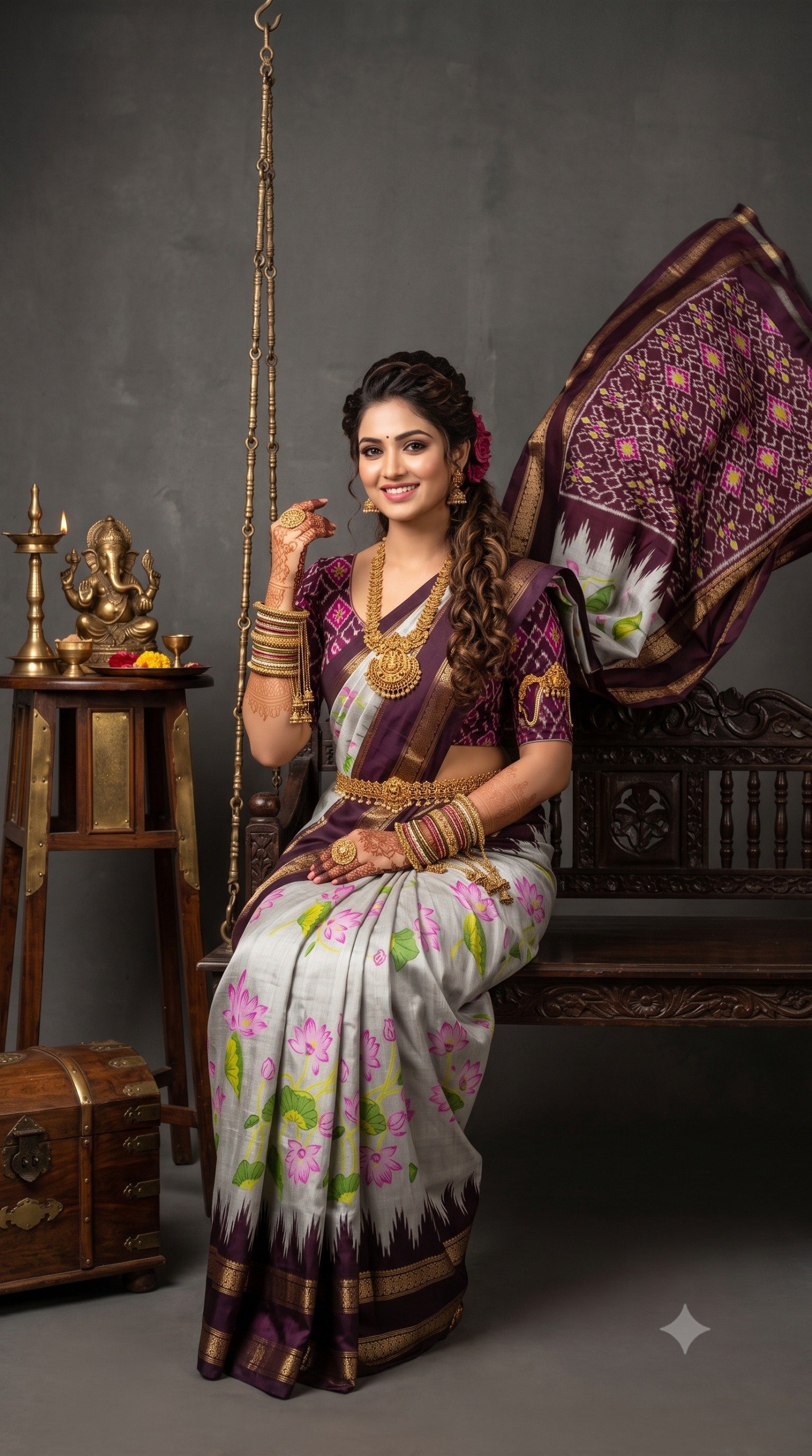 Ikat Print Saree - PANHL17-IPRSIZSDC-12
