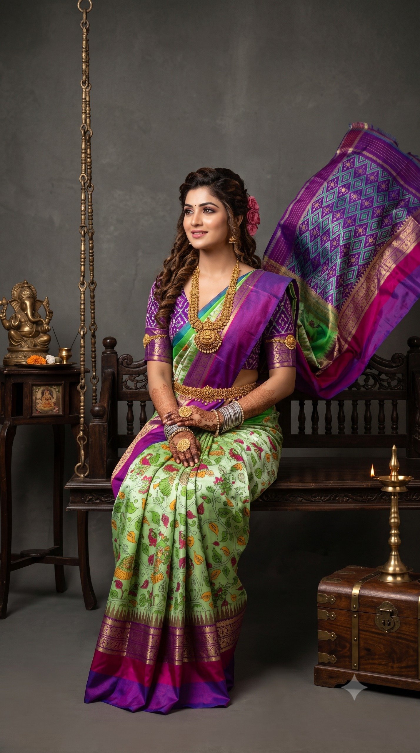 Ikat Print Saree - PANHL17-IPRSIZSDC-14