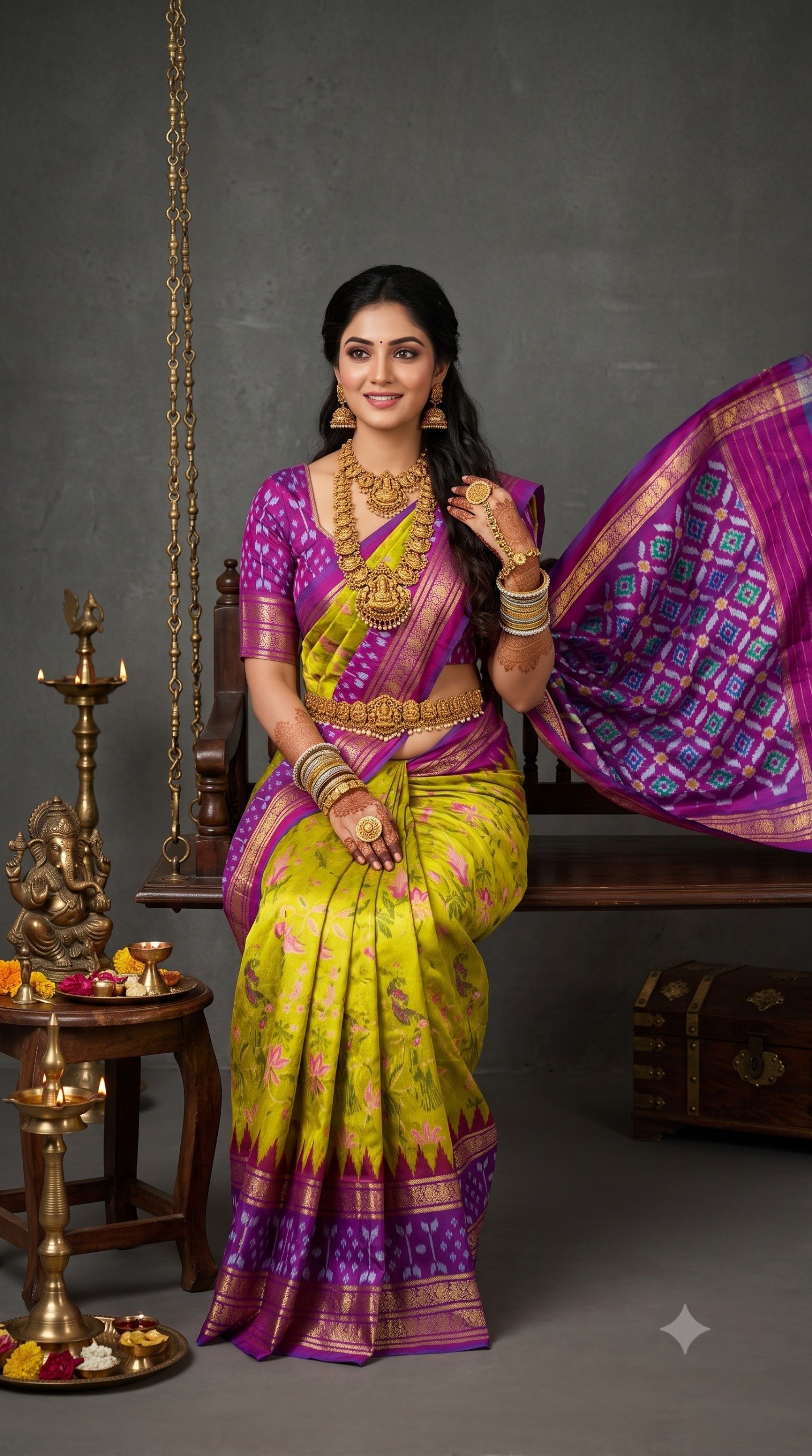 Ikat Print Saree - PANHL17-IPRSIZSDC-15