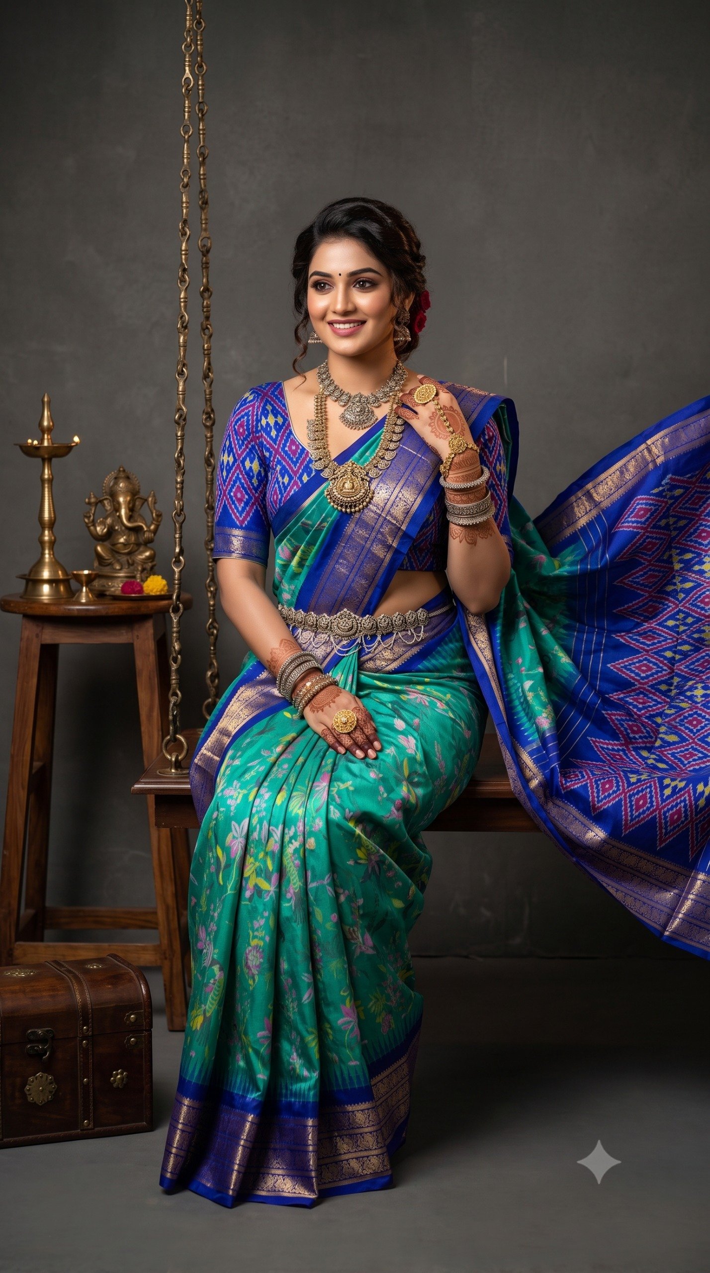 Ikat Print Saree - PANHL17-IPRSIZSDC-16