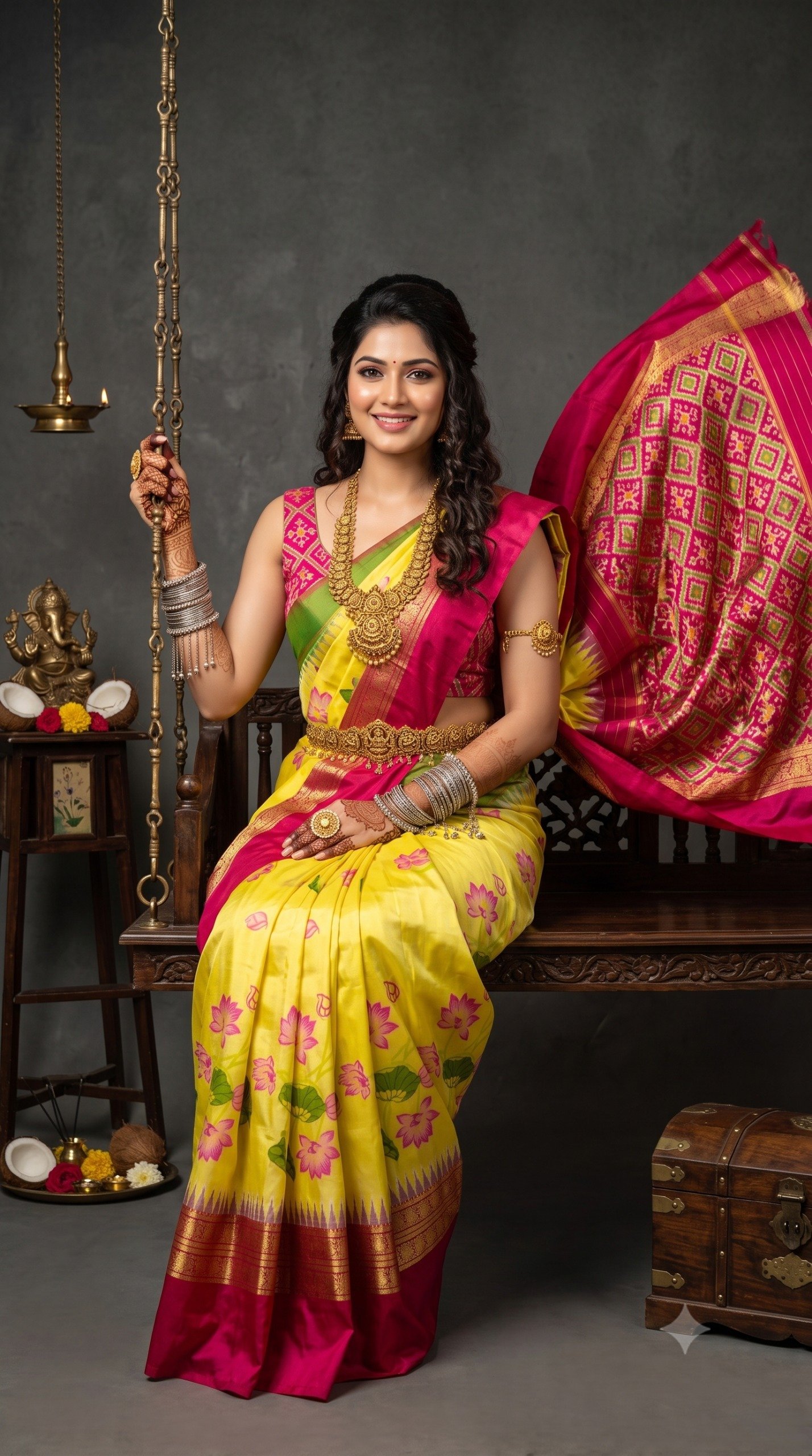 Ikat Print Saree - PANHL17-IPRSIZSDC-17